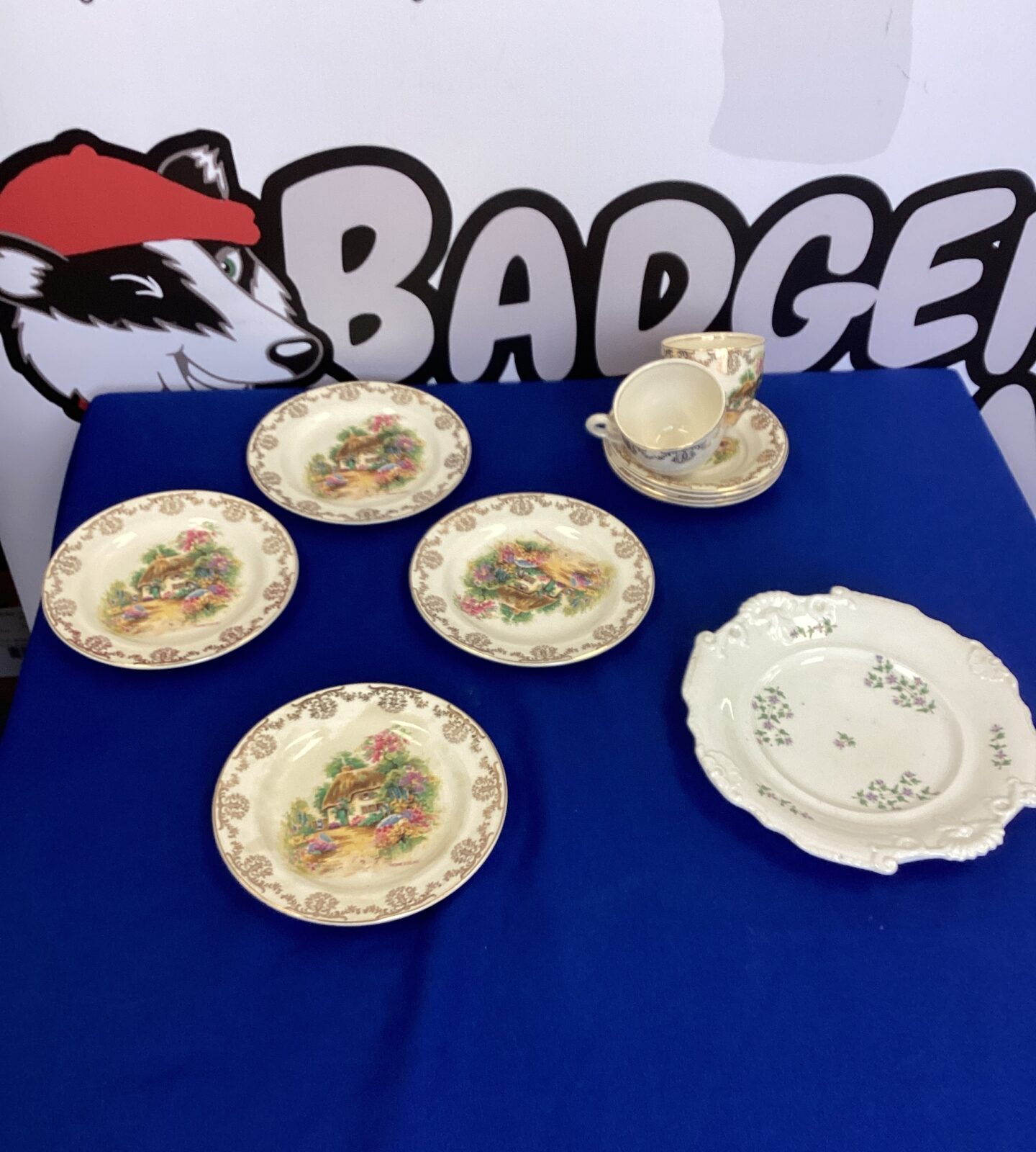 Vintage Staffordshire Pottery Cups, Saucers and plates