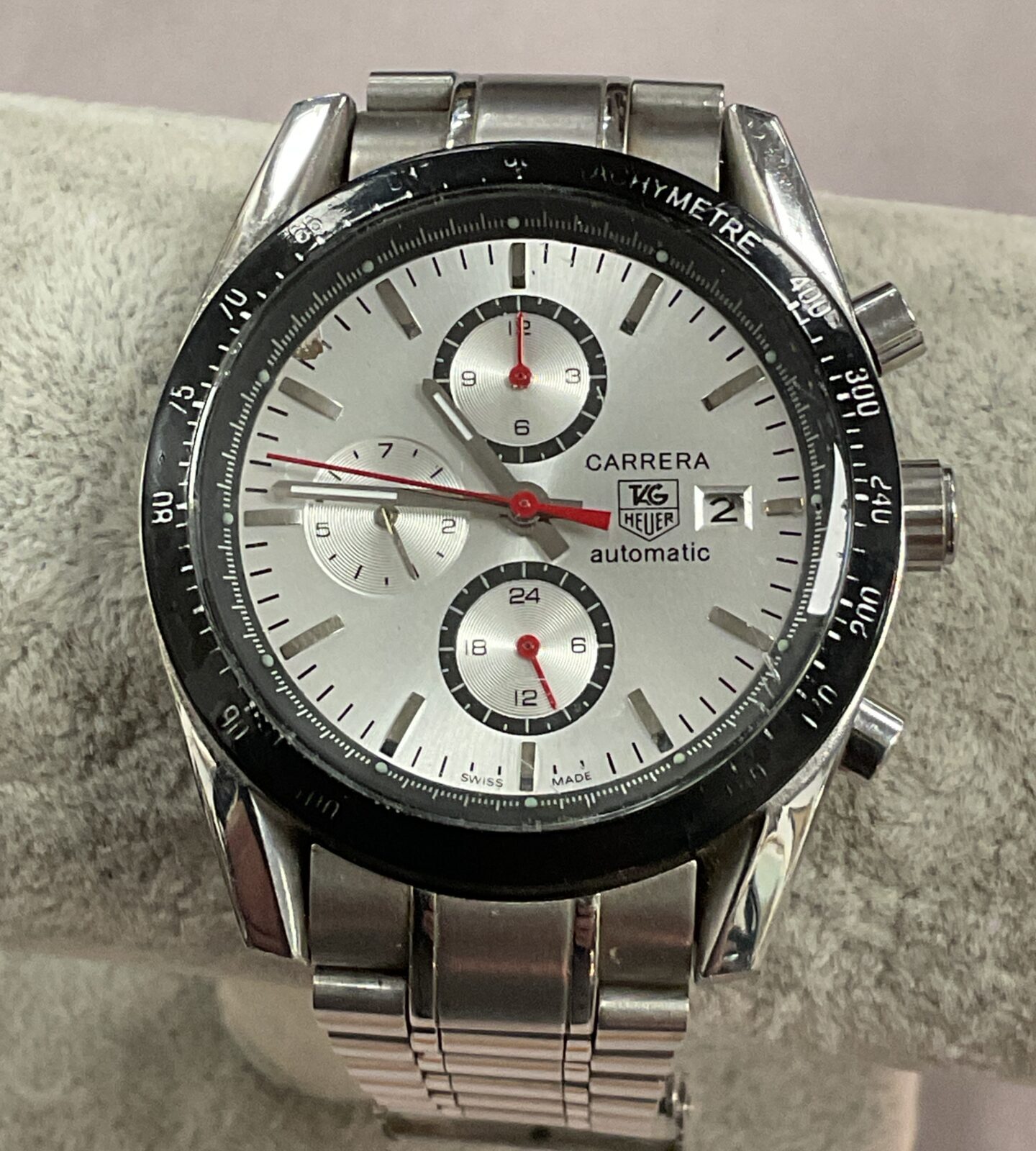 Tag Heuer style automatic wristwatch working