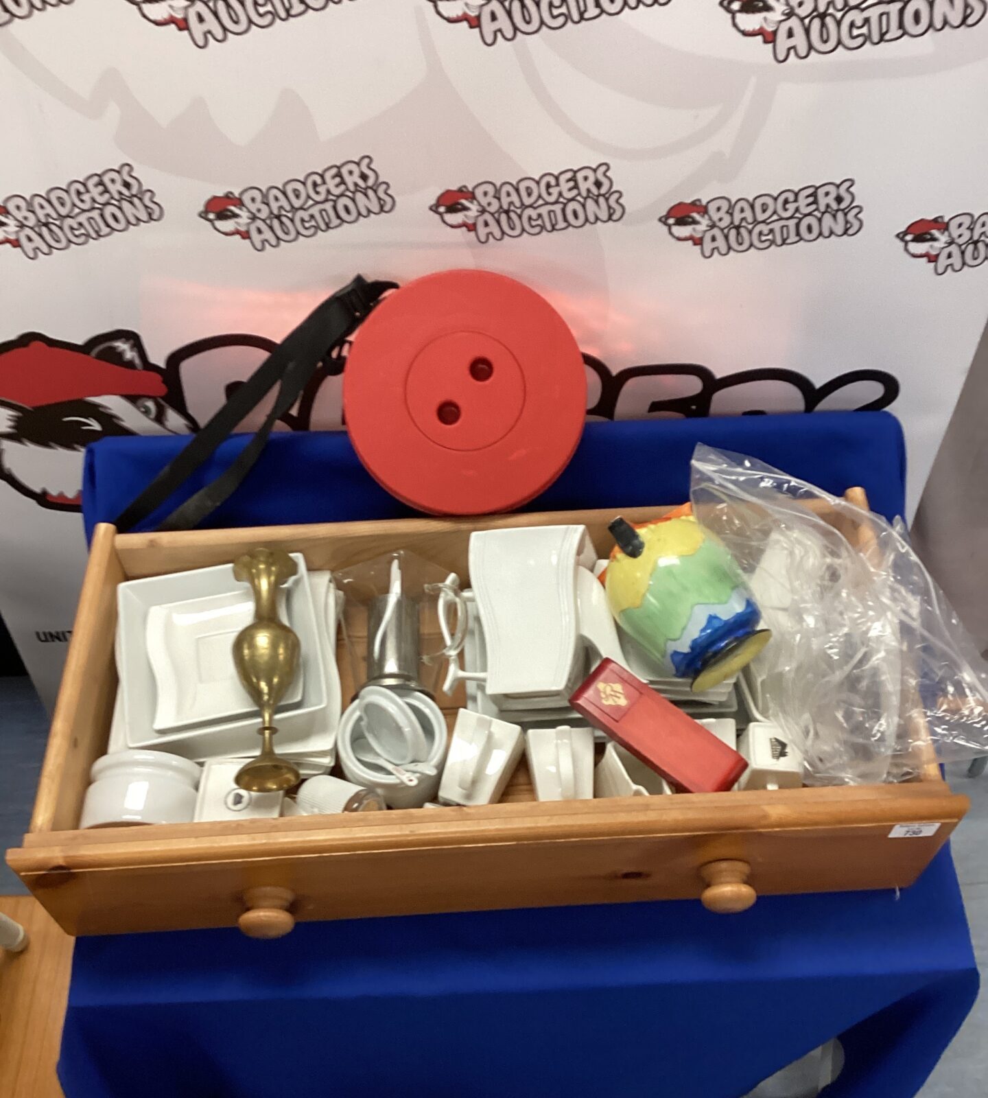 Box of white china and other items