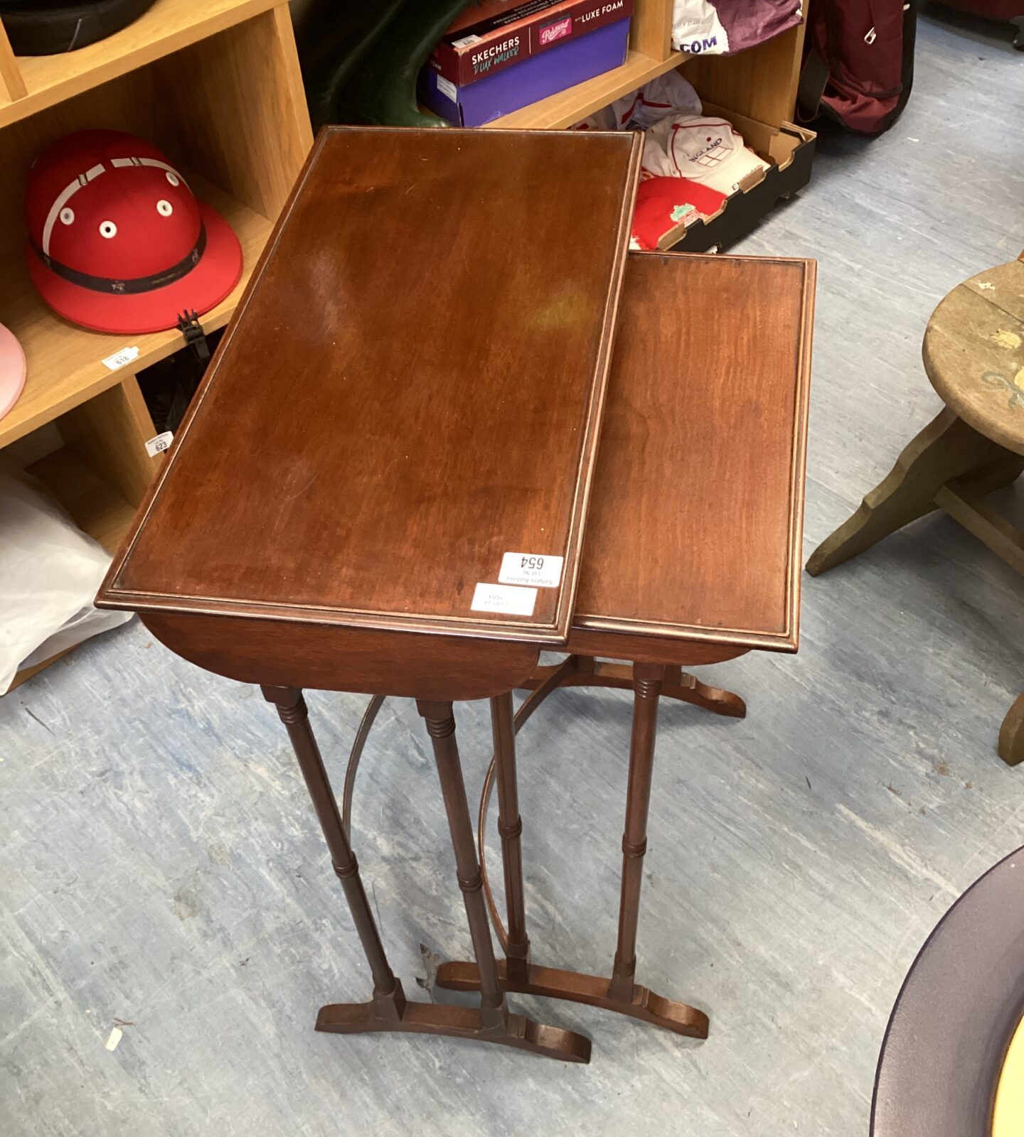 Nest of two Edwardian mahogany tables