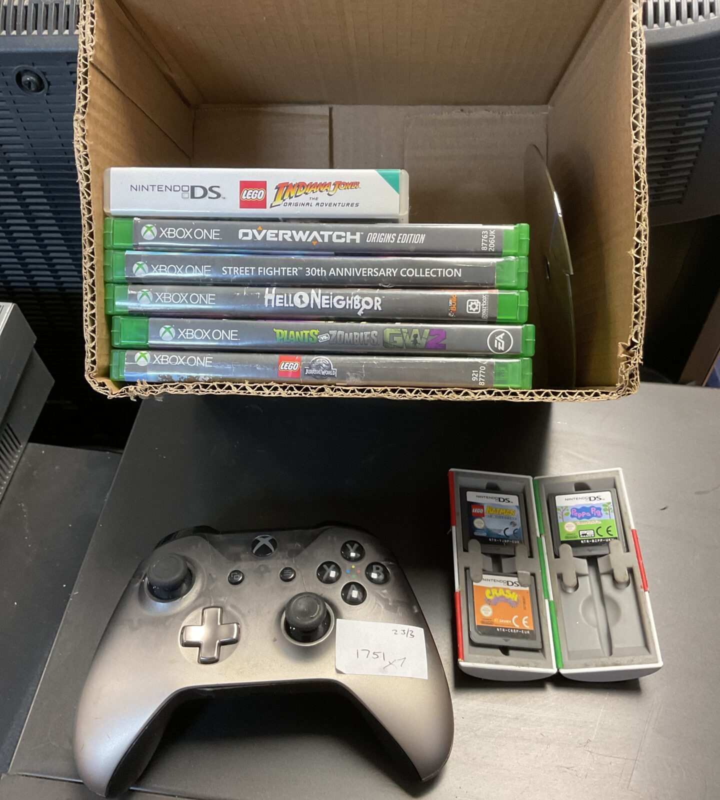 Box of xbox one, Nintendo ds games & xbox controller