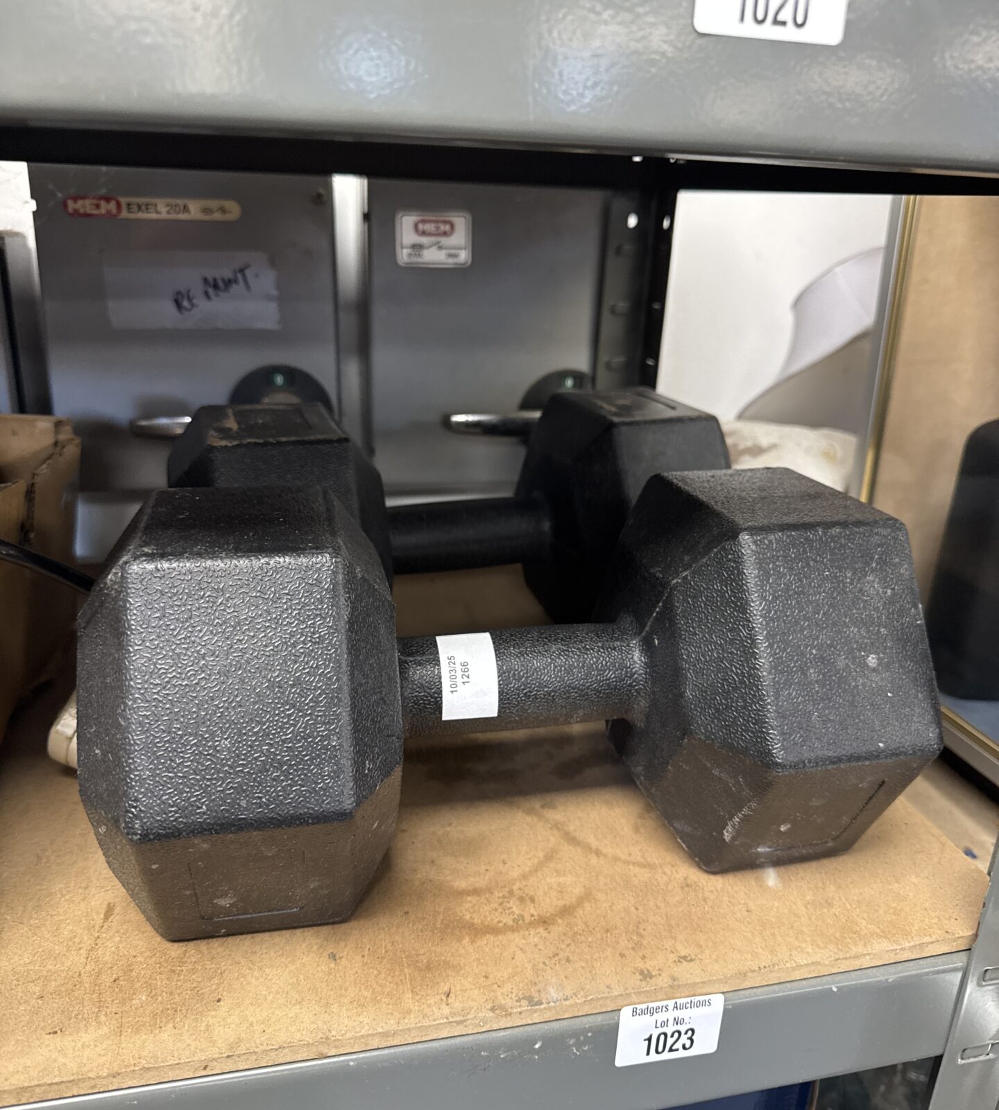 Two 7.5kg vinyl dumbbells