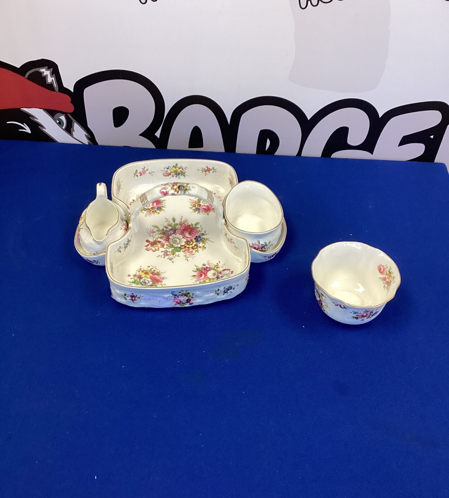 Hammersley Strawberry Basket with sugar bowl