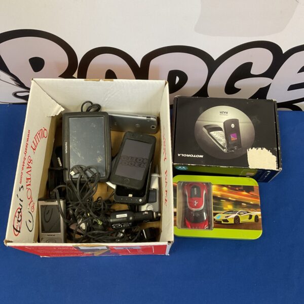 Box of mobile phones inc Motorola razor & ferrari phone