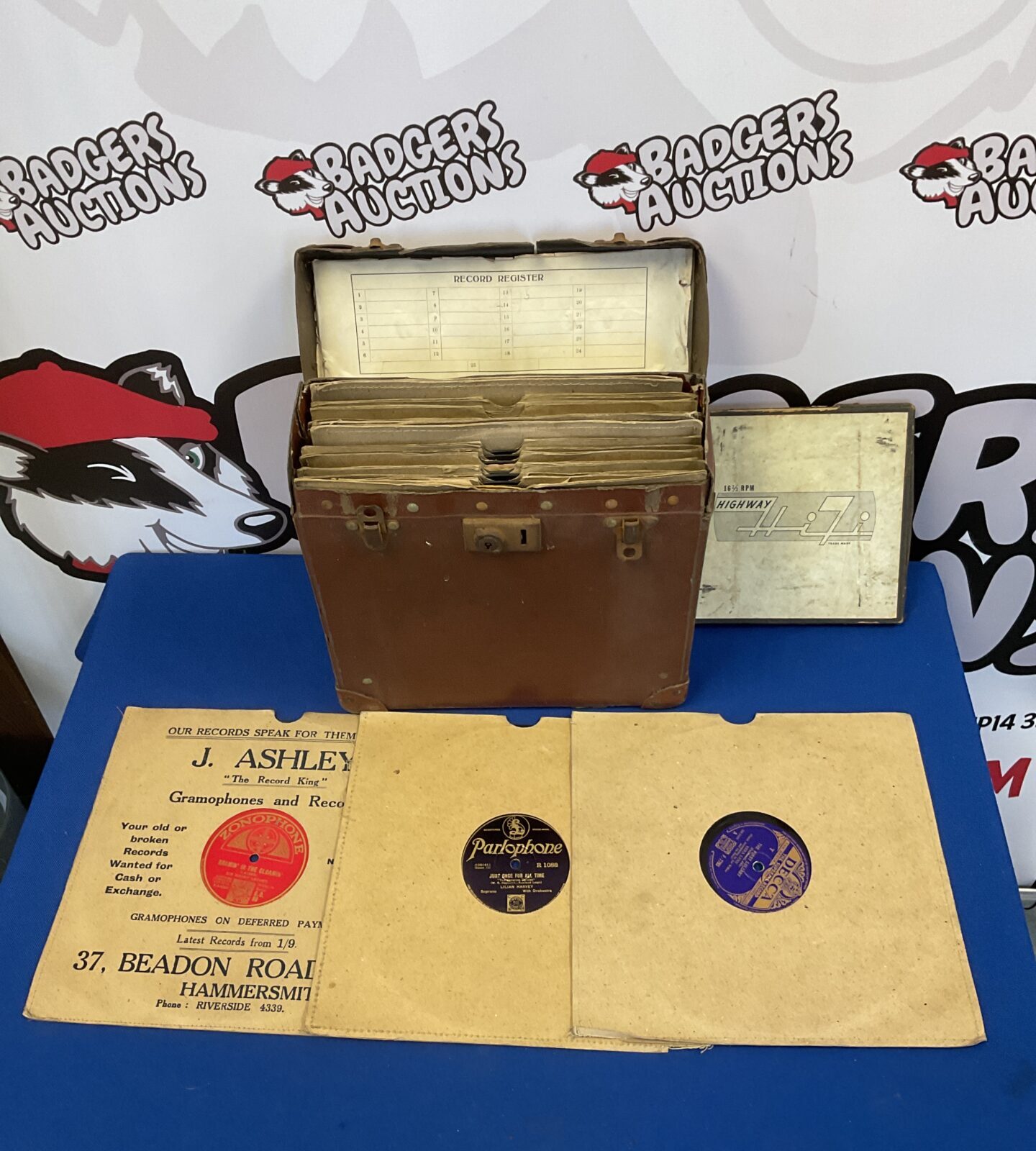 Case of vintage gramophone records