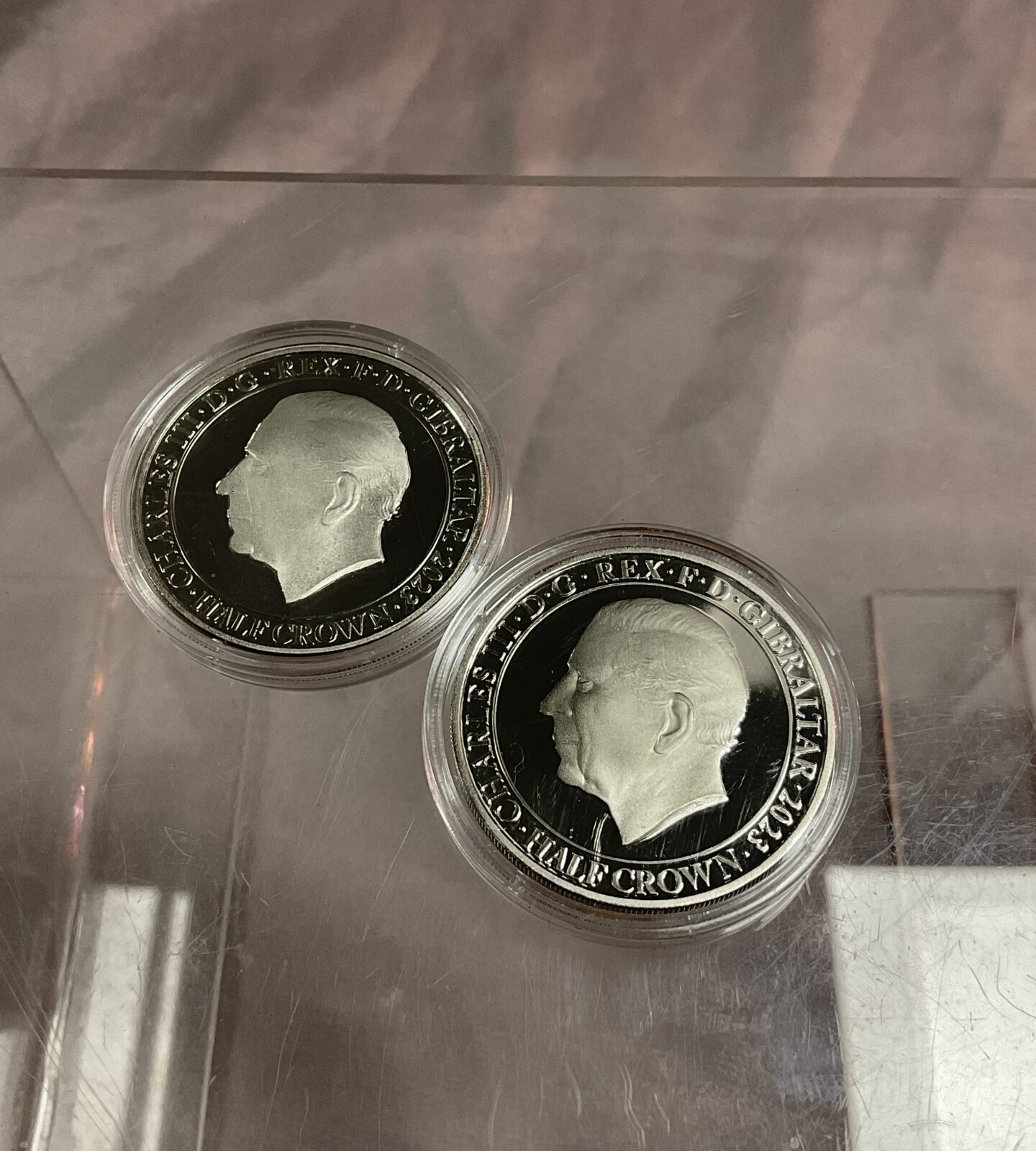 two Charles 2023 half silver crowns