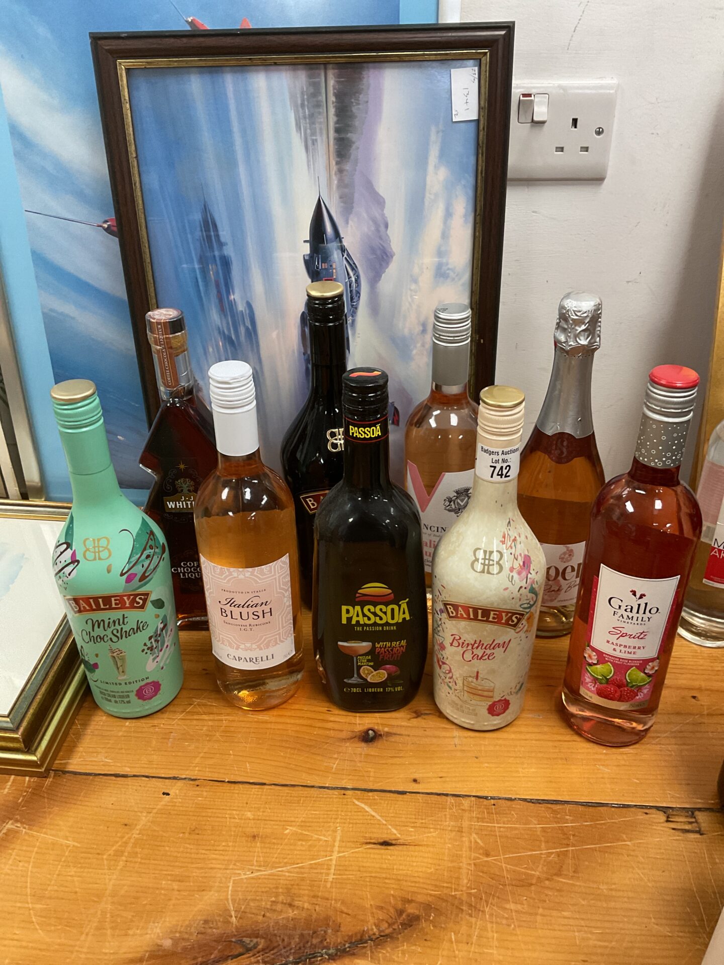 Nine bottles of alcohol including baileys & passoa