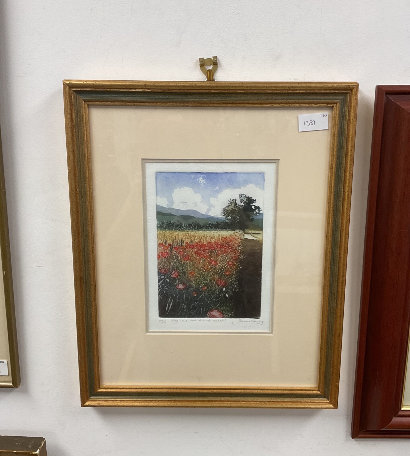 francis shearing signed limited edition etching titled they were lost but who cared poppy fields