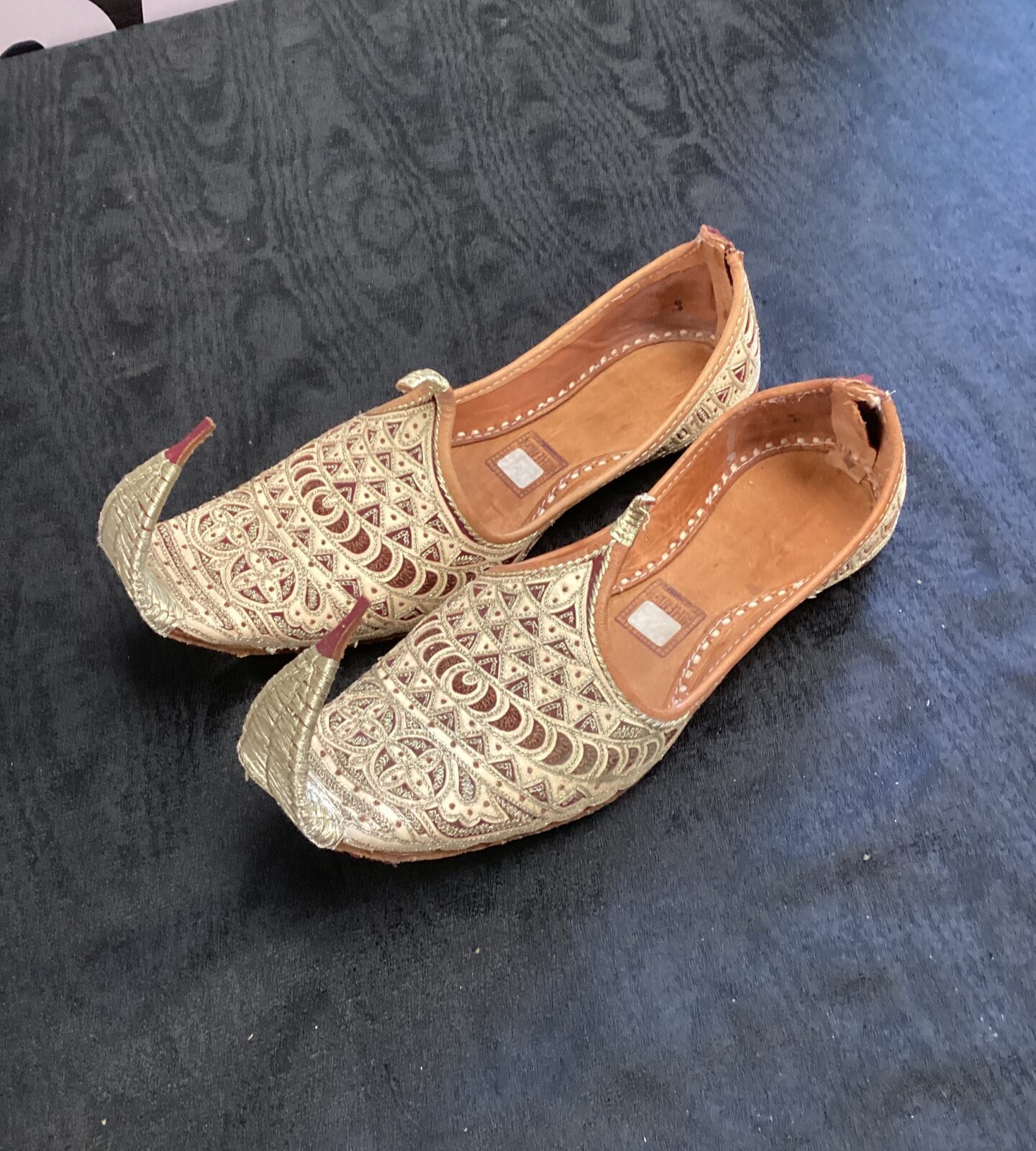 Pair of real leather eastern style slippers