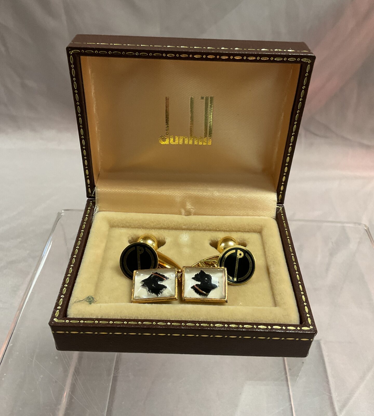 pair of dunhill cufflinks with scottie dog head cufflinks