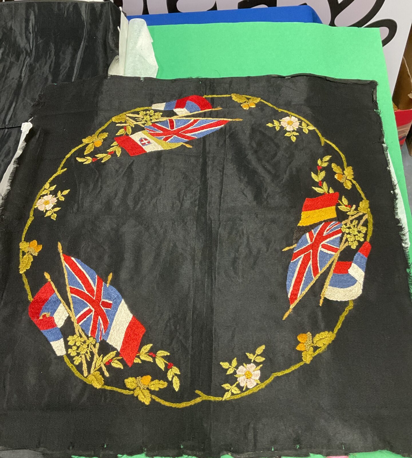 Three ww1 military silk embroideries including Lancashire fusiliers - Image 4