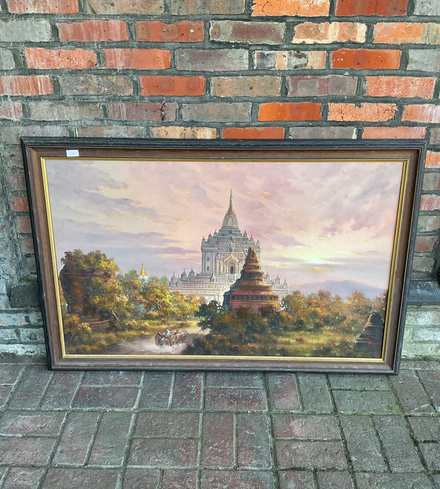Large Saw hlaing signed oil painting of a temple