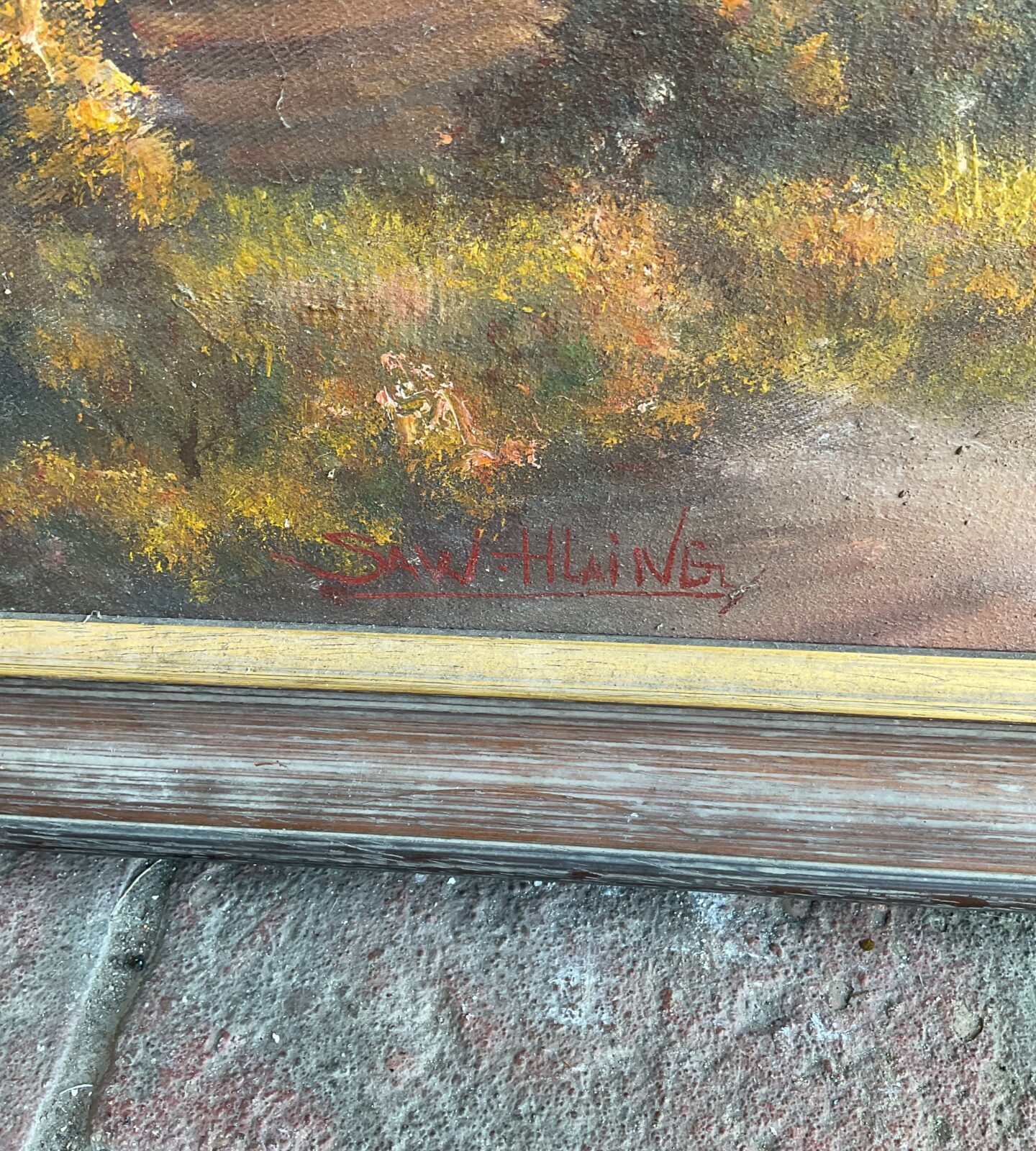 Large Saw hlaing signed oil painting of a temple - Image 2