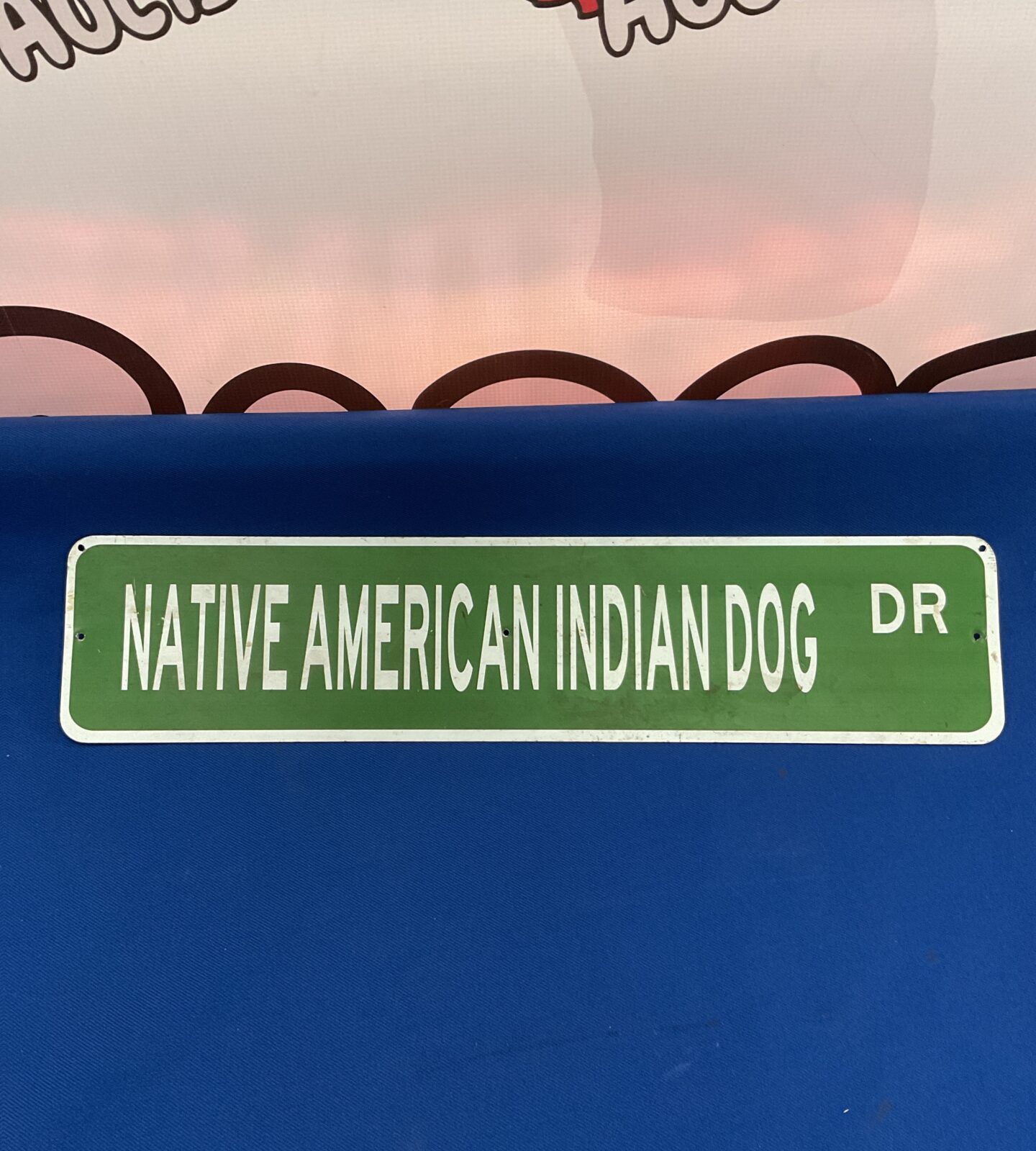 Native American Indian dog drive tin sign