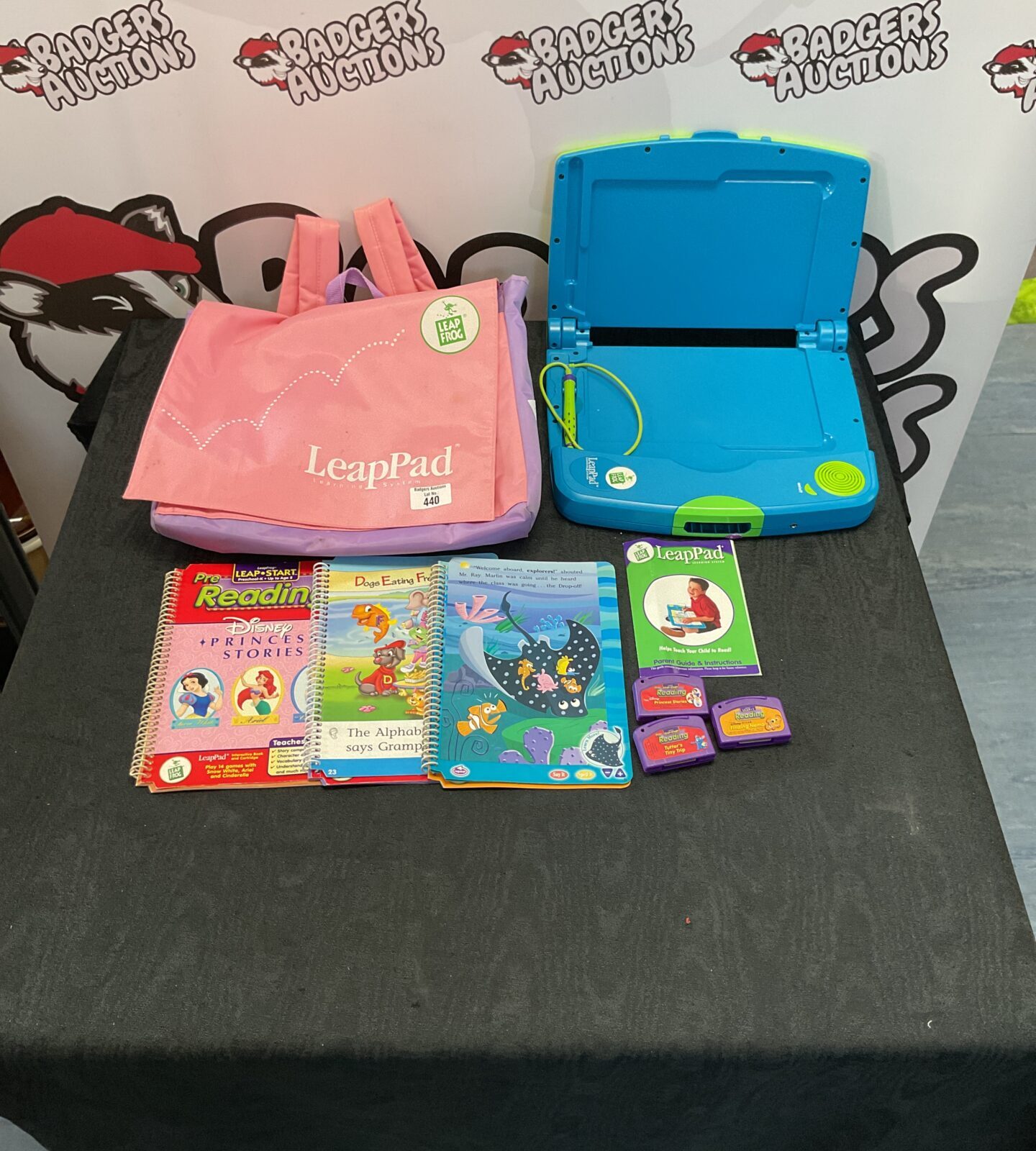 Leap frog learning system unit with reading books, games in bag