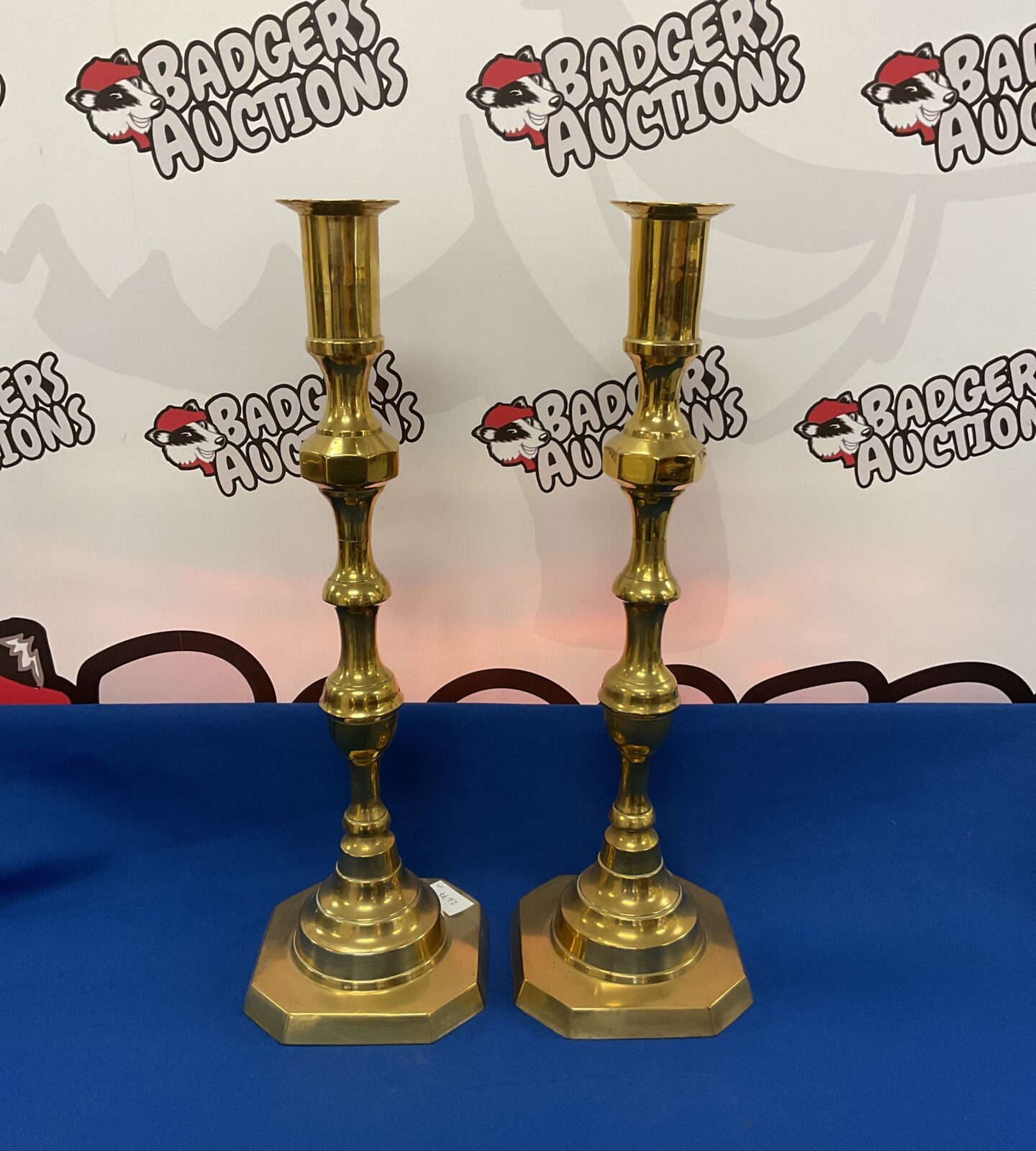 Pair of large brass candlesticks 19” tall