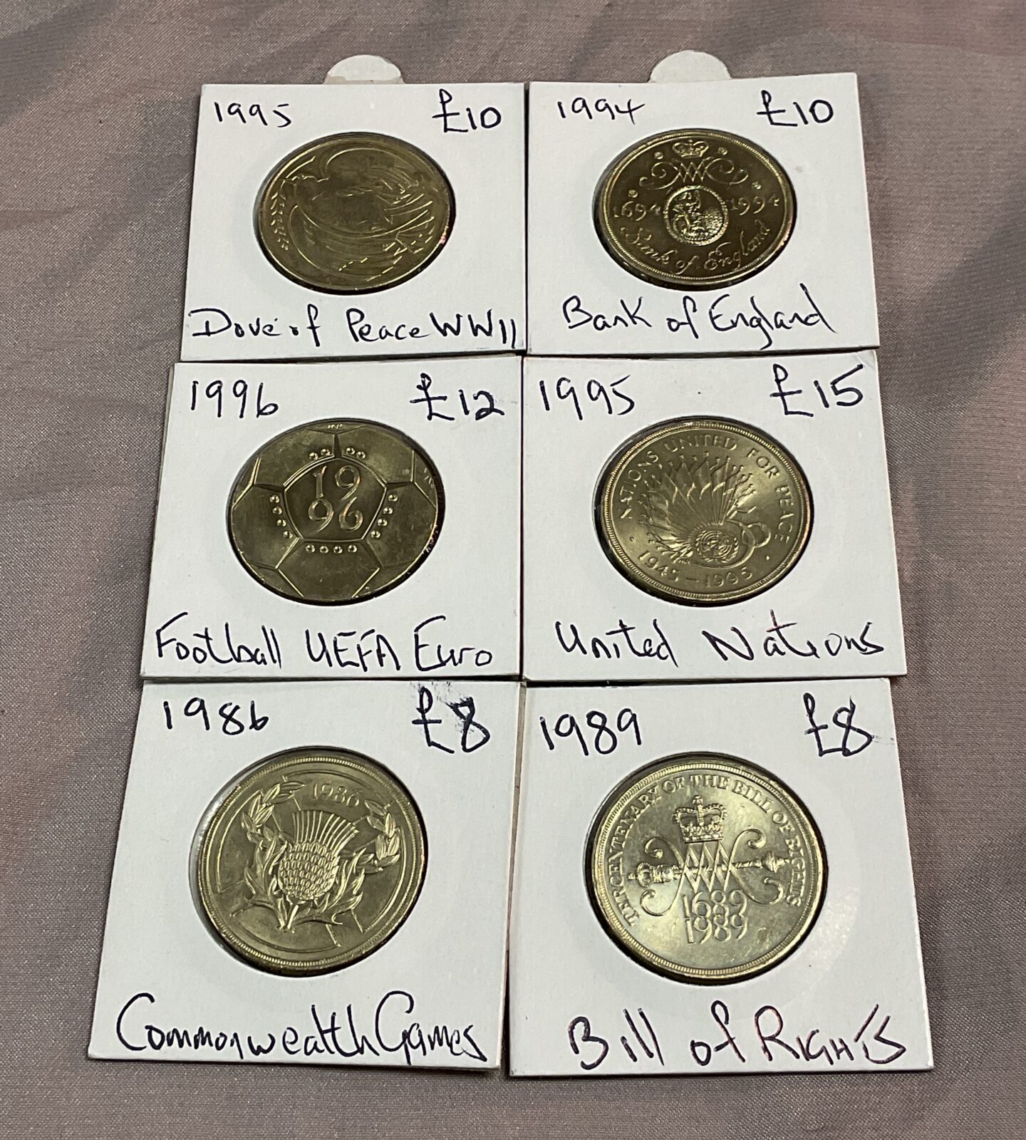 Six commemorative £2 Coins Inc bill of rights