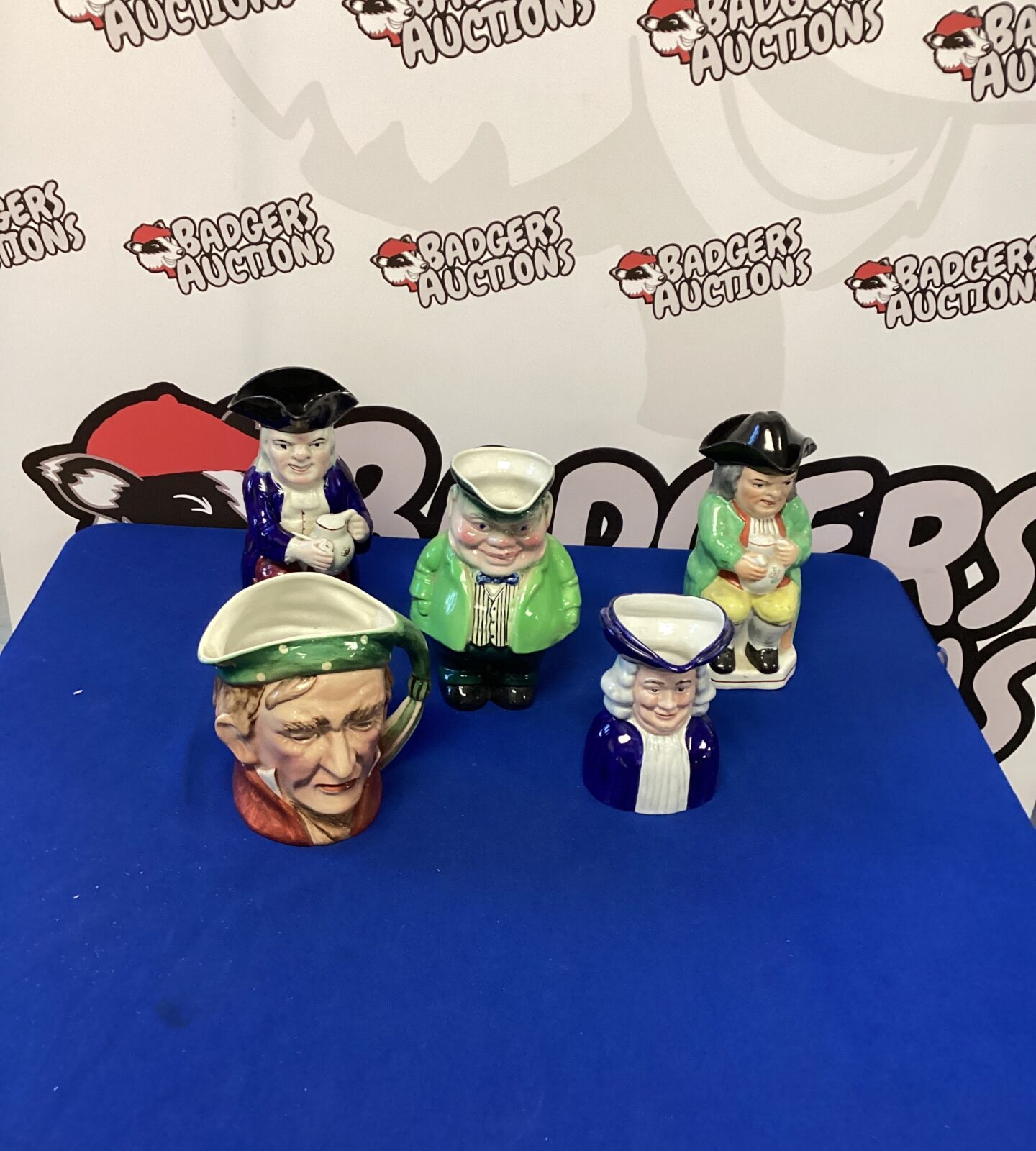 Collection of vintage Toby Jugs inc Scrooge