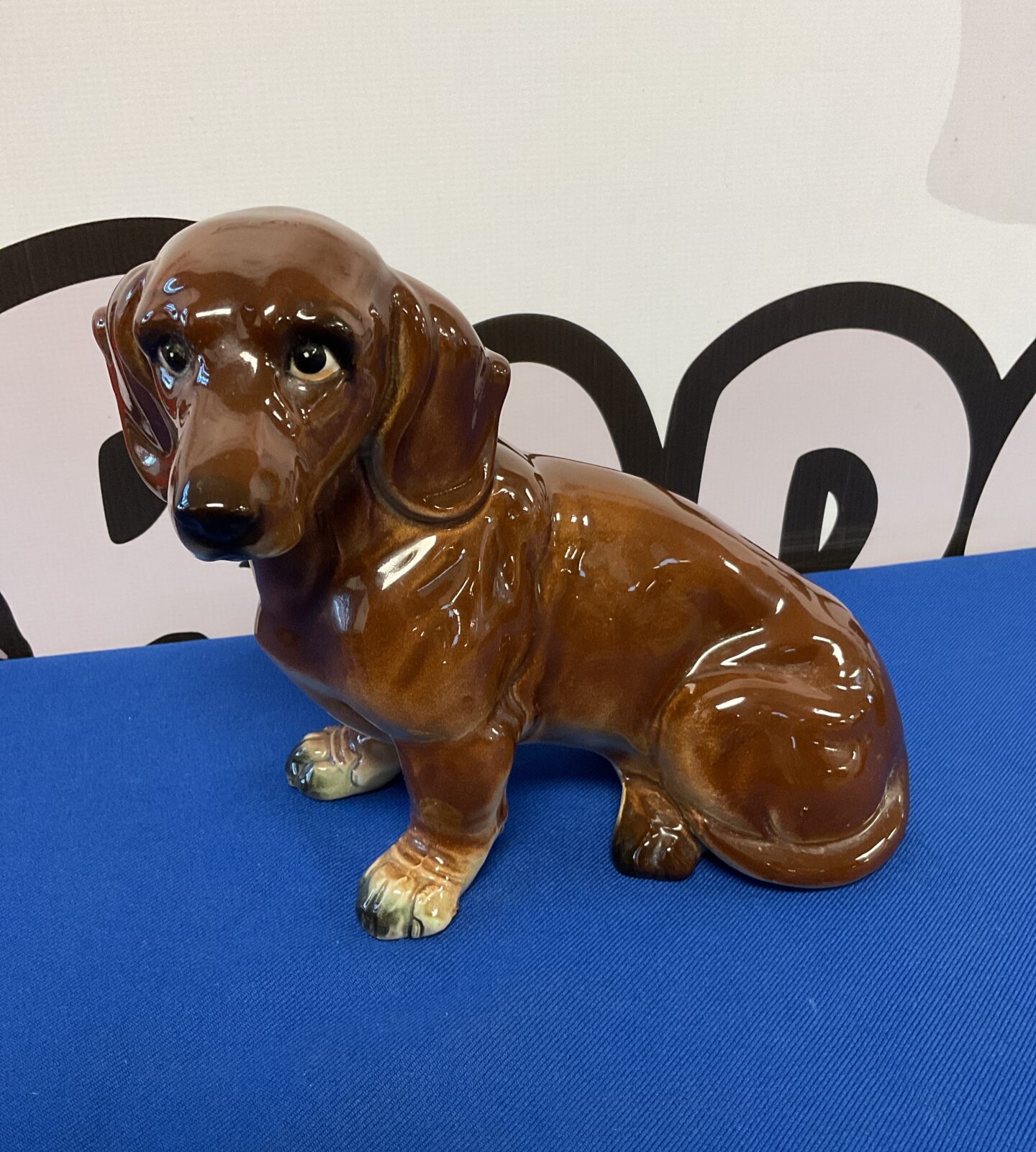Mid century porcelain ornament of a dachshund dog