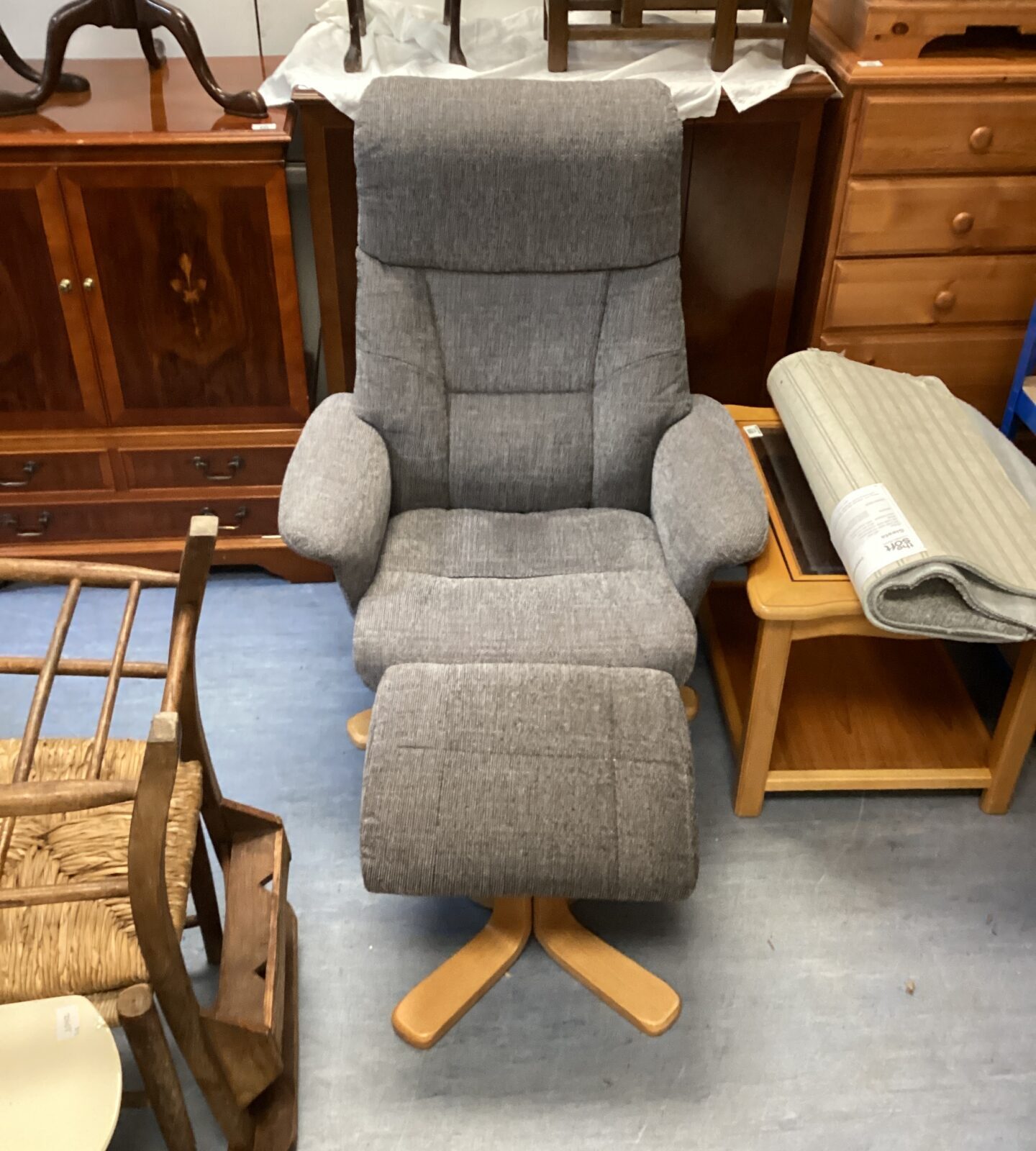 Dunelm recliner armchair with footstool