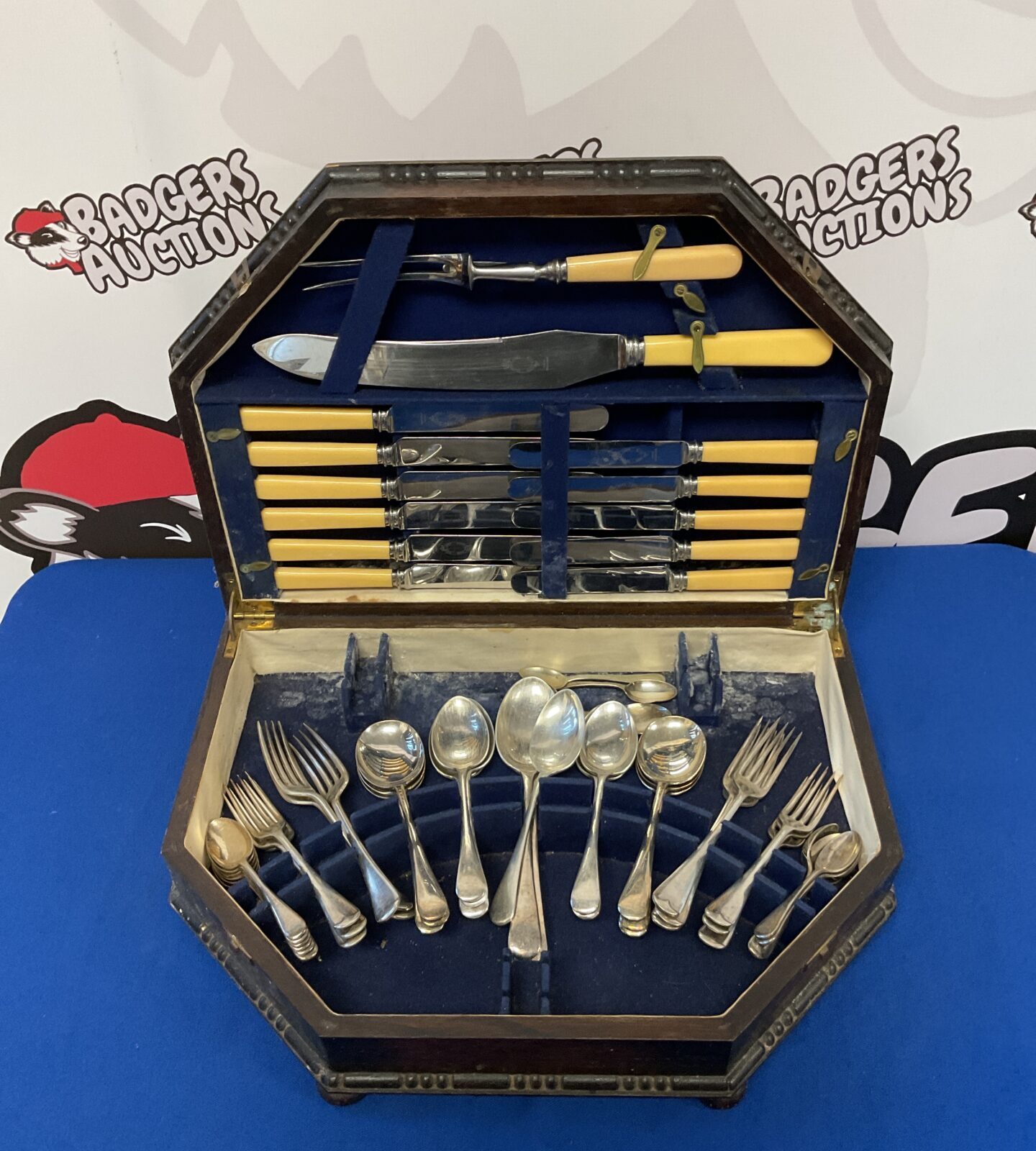 Sheffield plate & stainless steel bone handled cutlery set