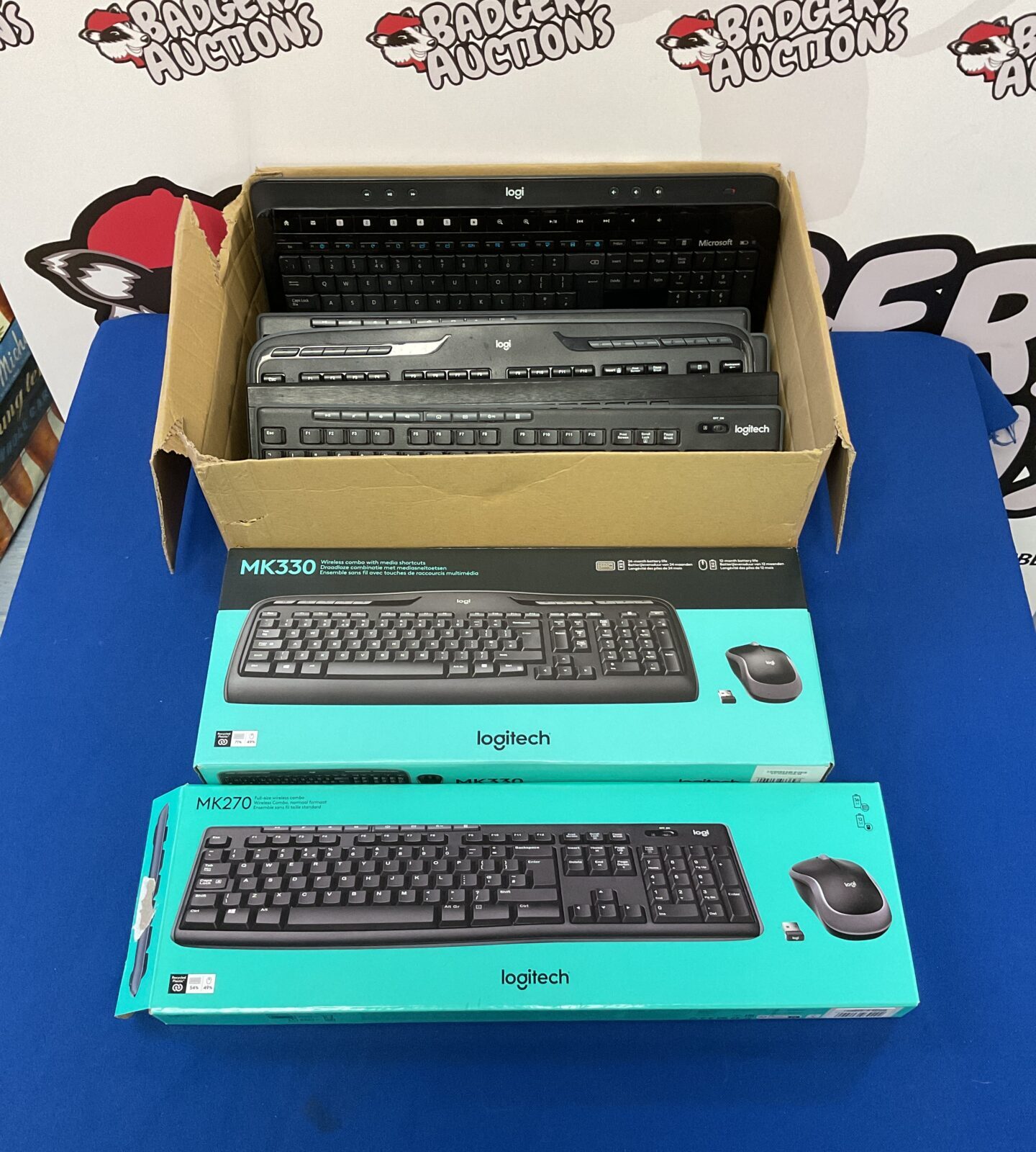 Box of computer keyboards inc logitech