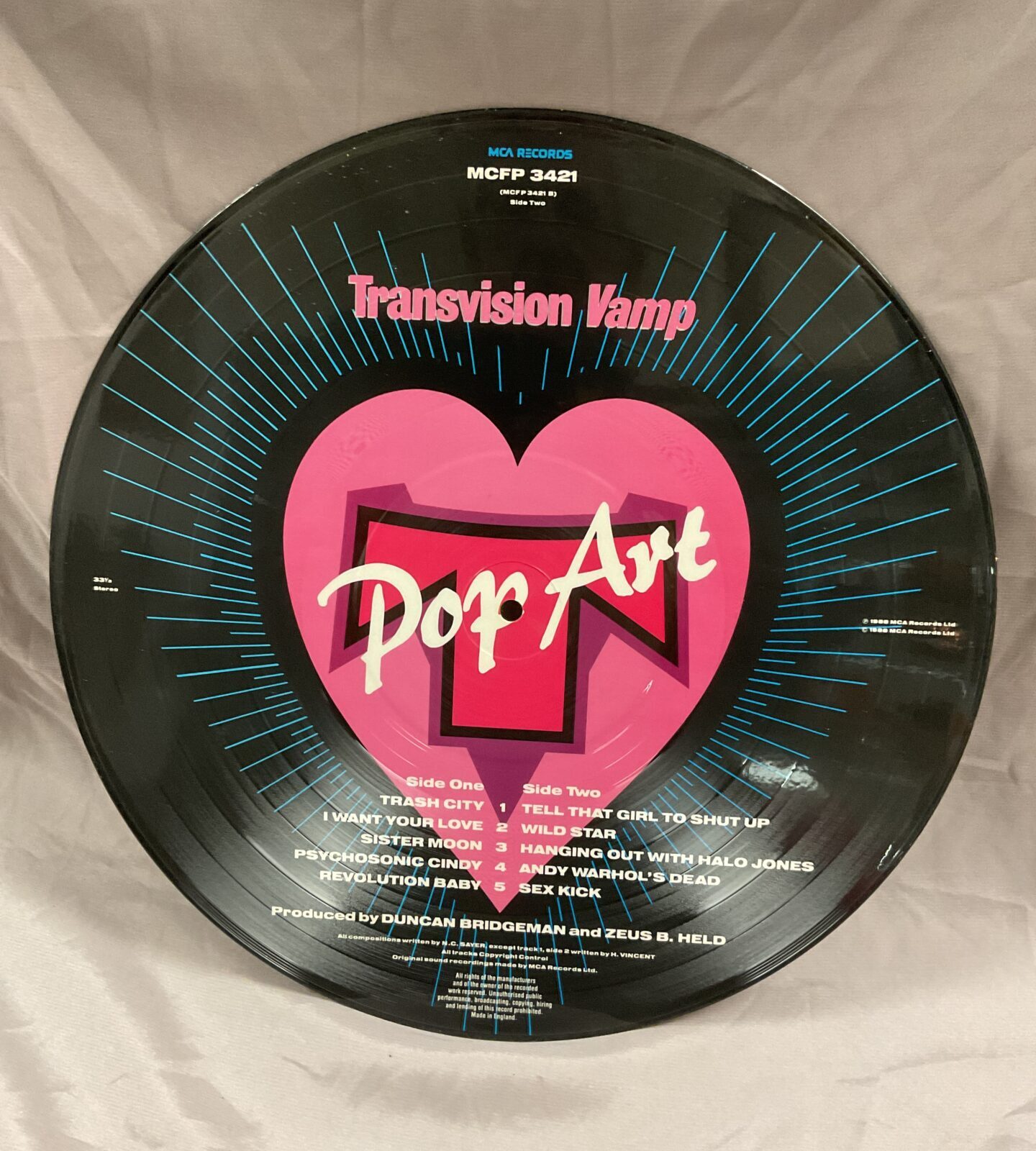 Transvision Vamp 12” Vynl pop art picture disc - Image 2
