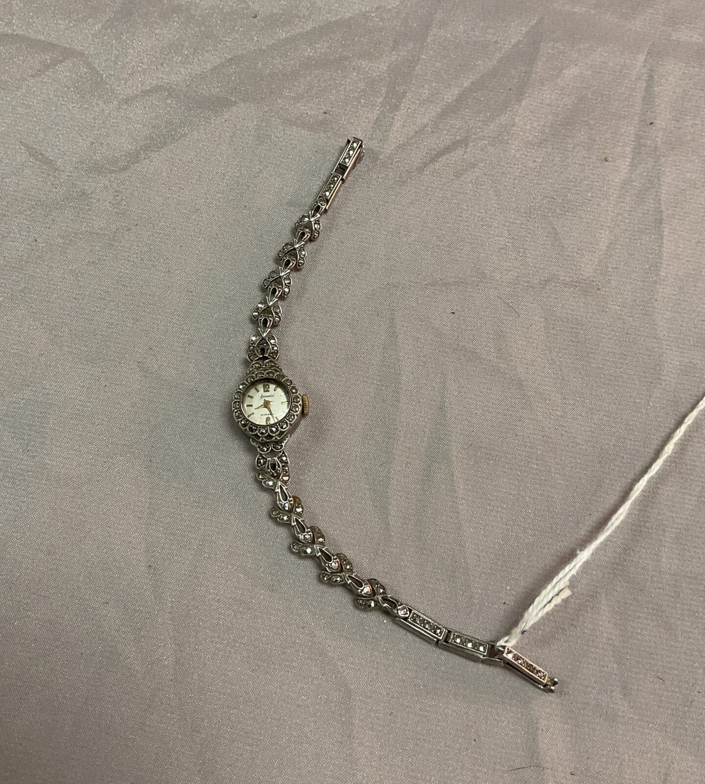 Hallmarked Silver Marcasite Accurist dress wristwatch