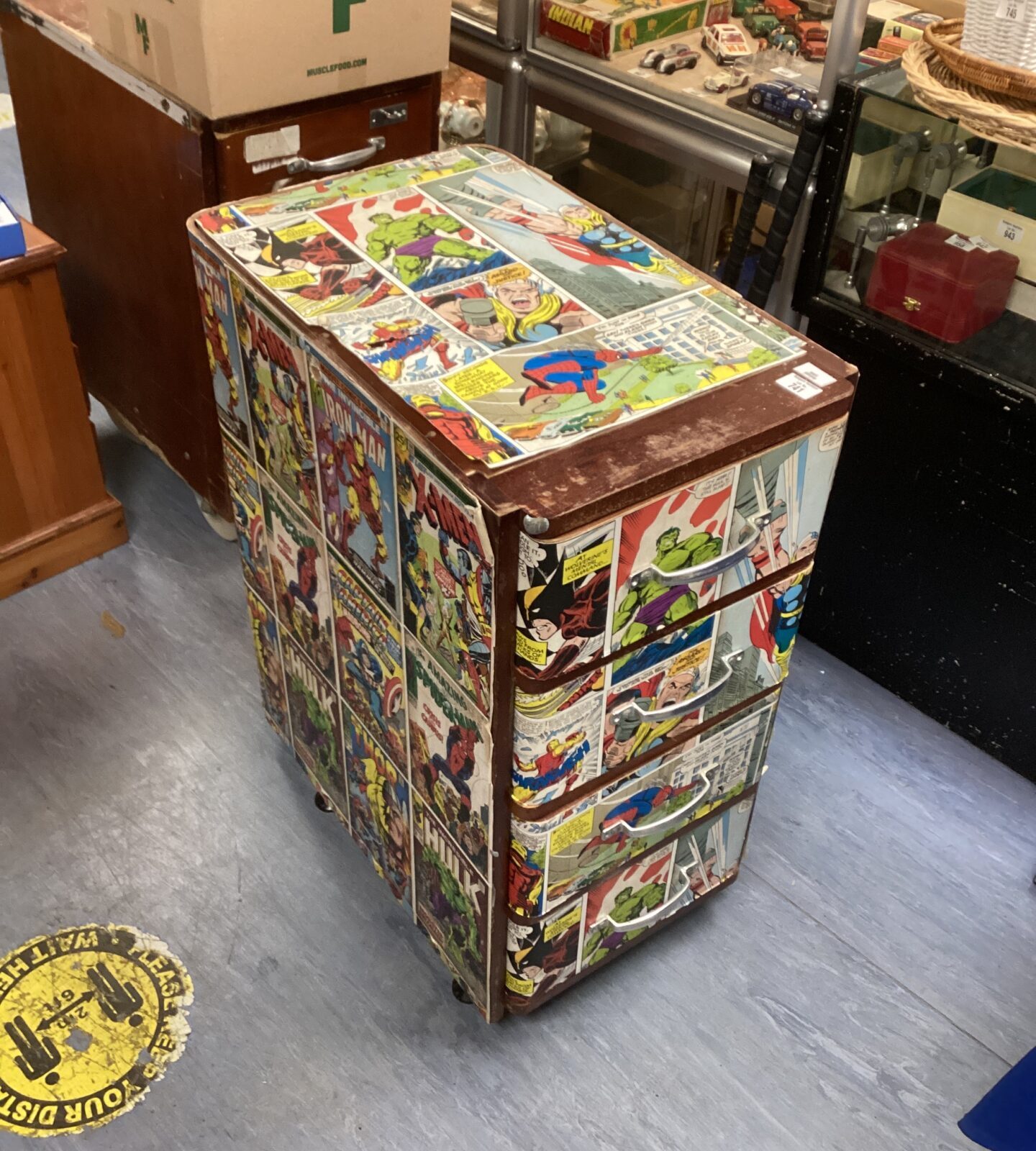 Wooden Cabinet with Marvel Comic Finish