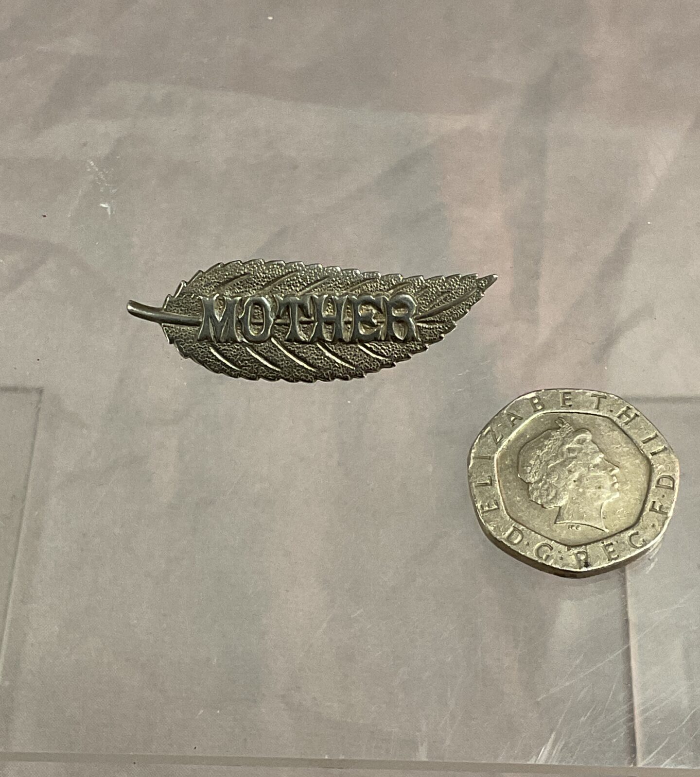 Silver mother leaf brooch