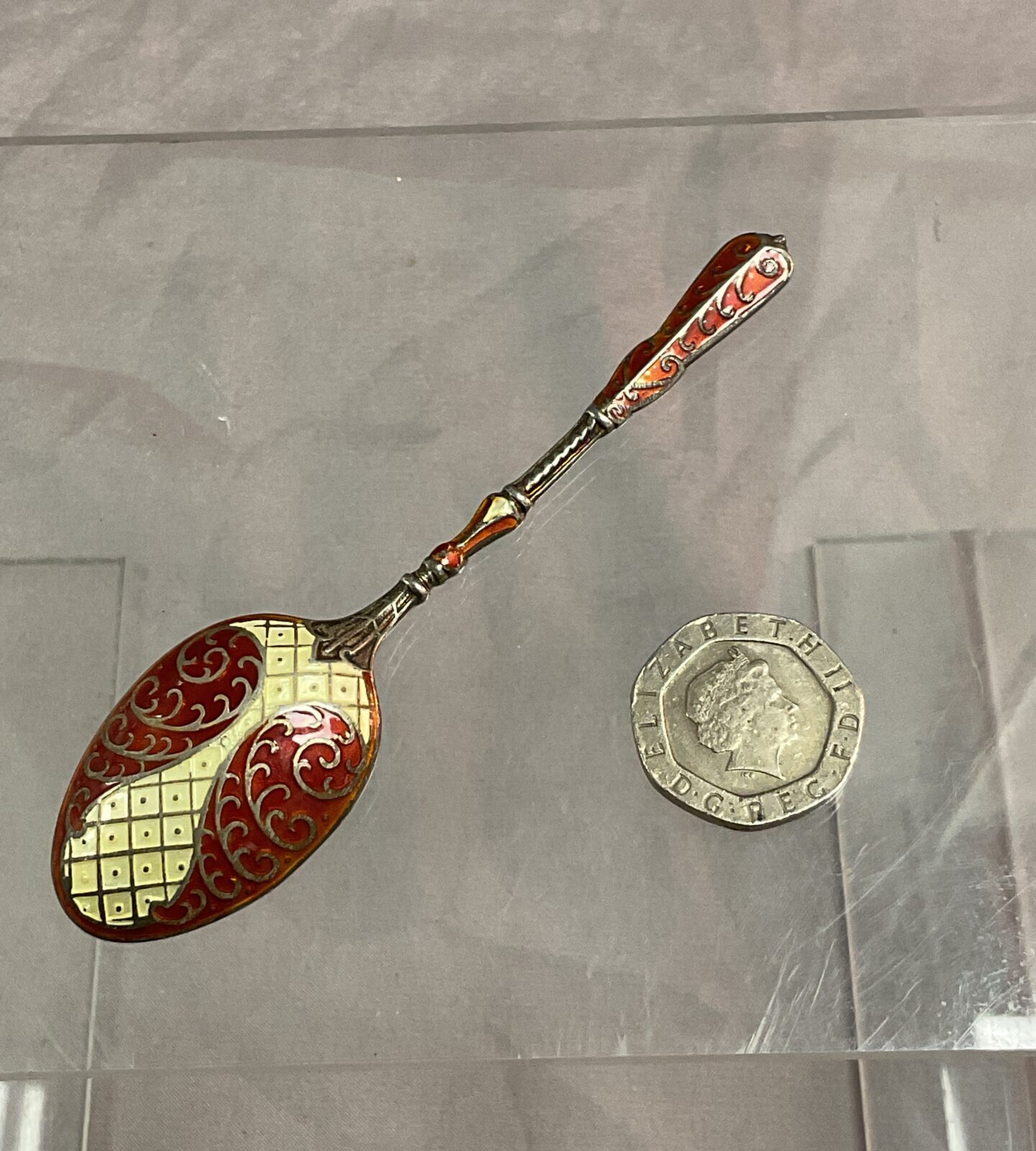 Hallmarked silver enamelled teaspoon