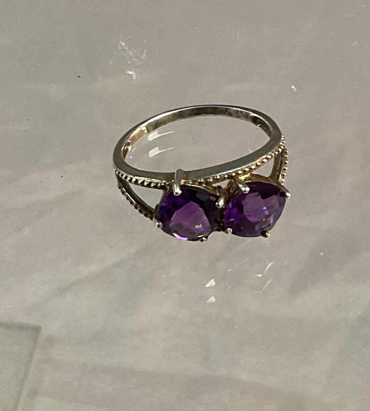 925 Silver Amethyst stone set ring Size P