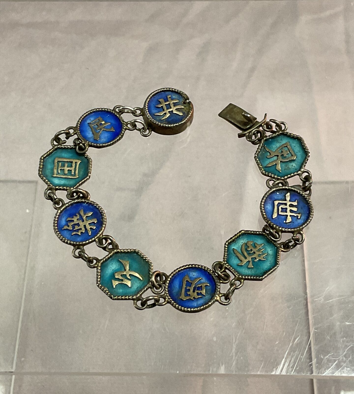 chinese silver enamel bracelet