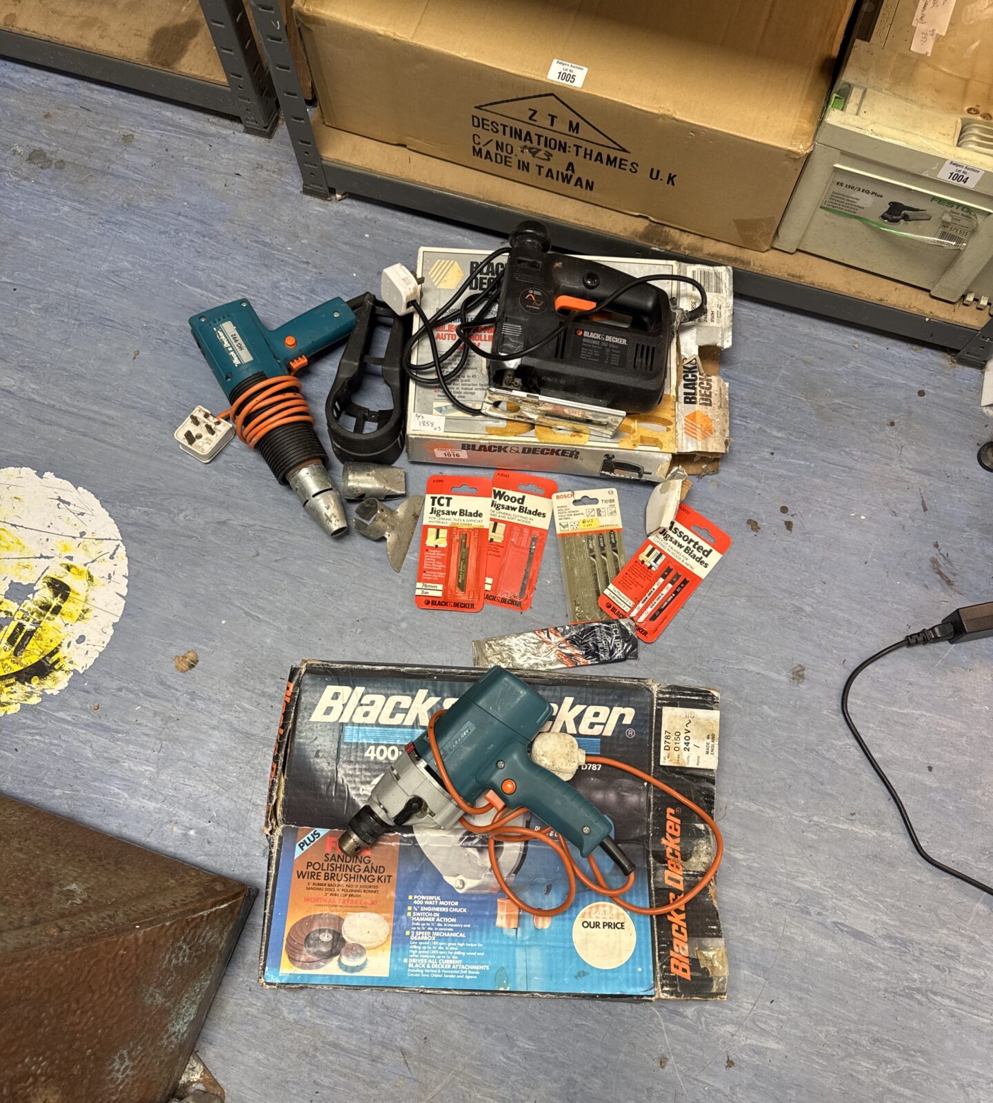 Three corded black & decker power tools - all power on