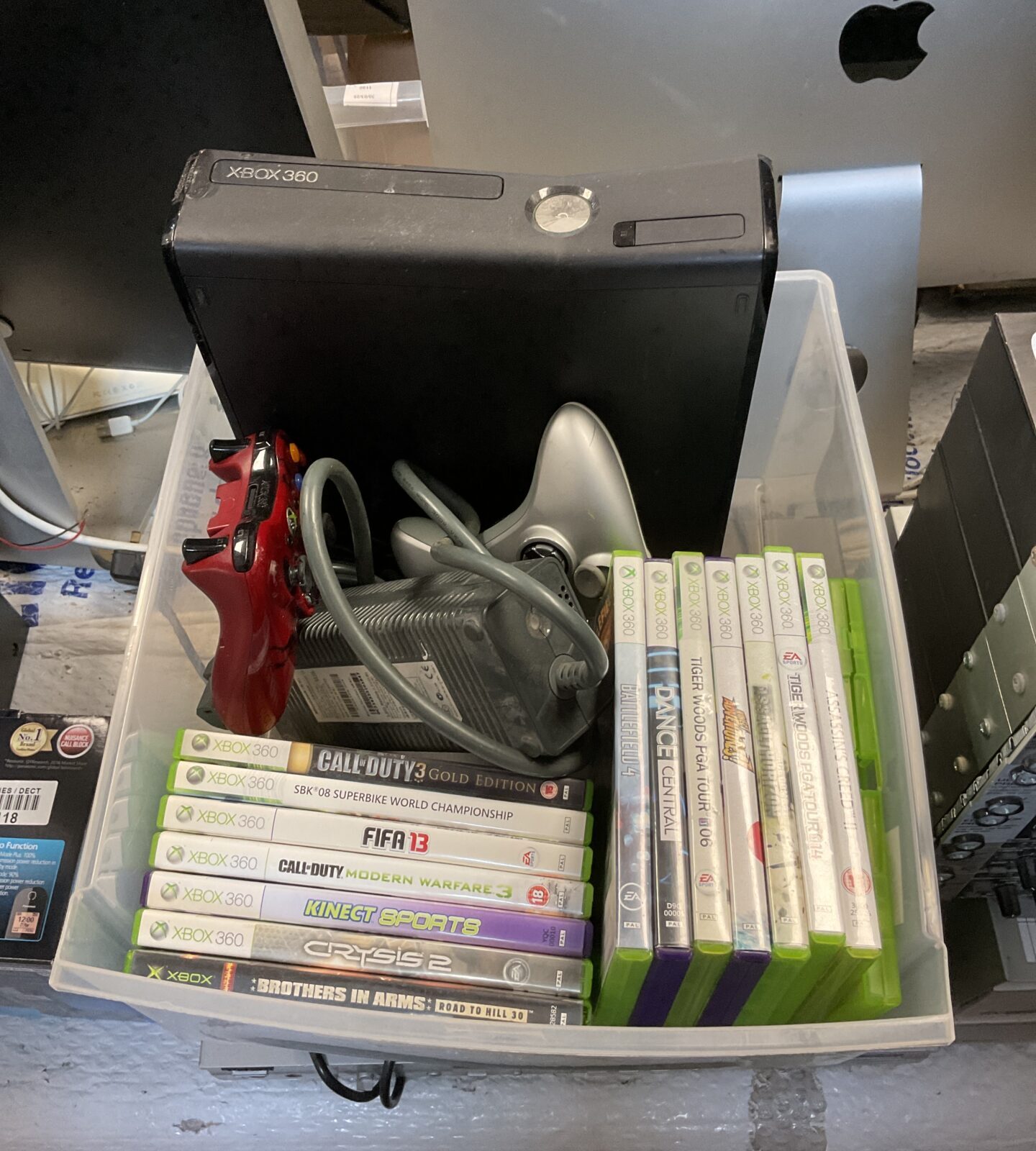 Microsoft xbox 360 console with games