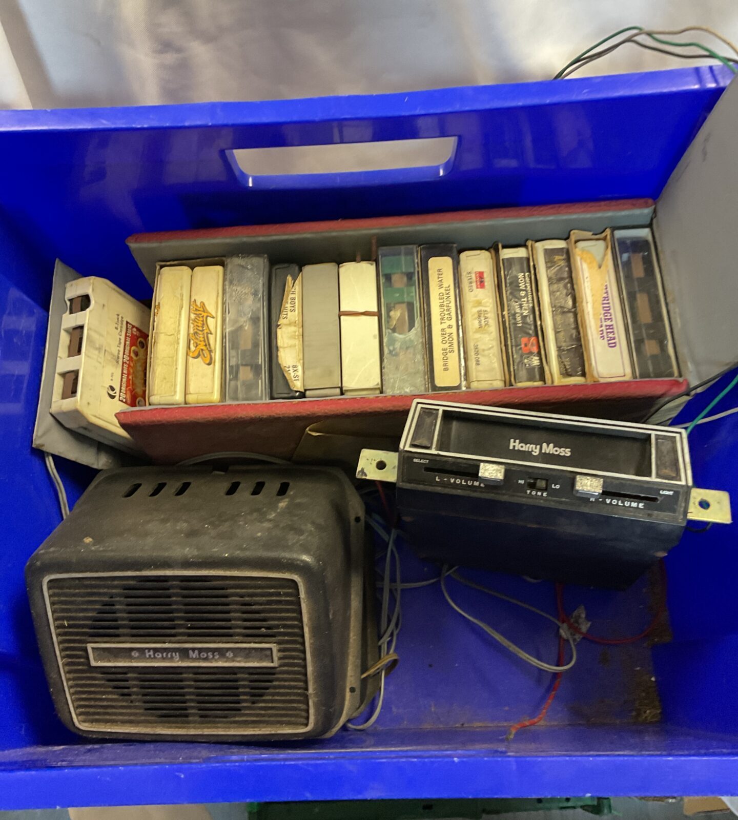 Harry moss 8 track player & speakers with cassettes