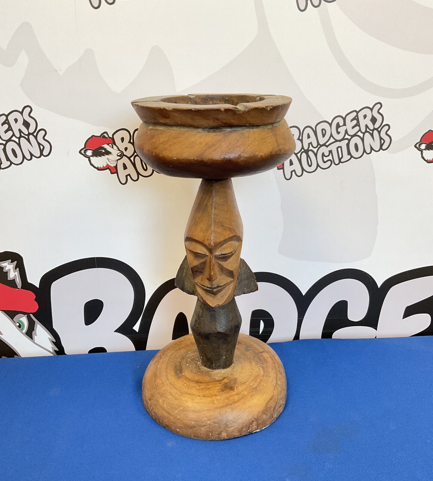 Antique hand carved African tribal head ashtray