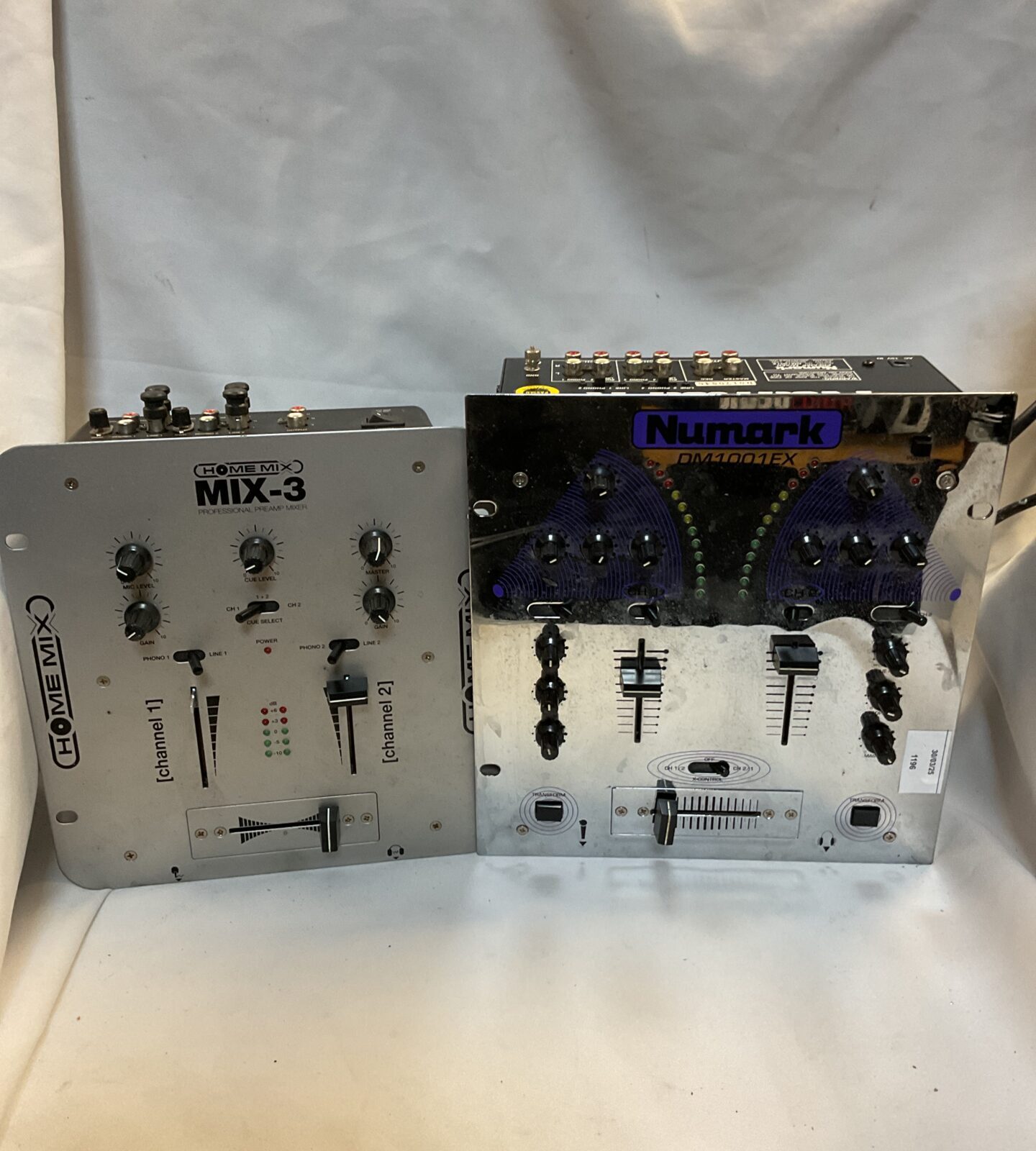Two dj mixers inc numark dm1001ex