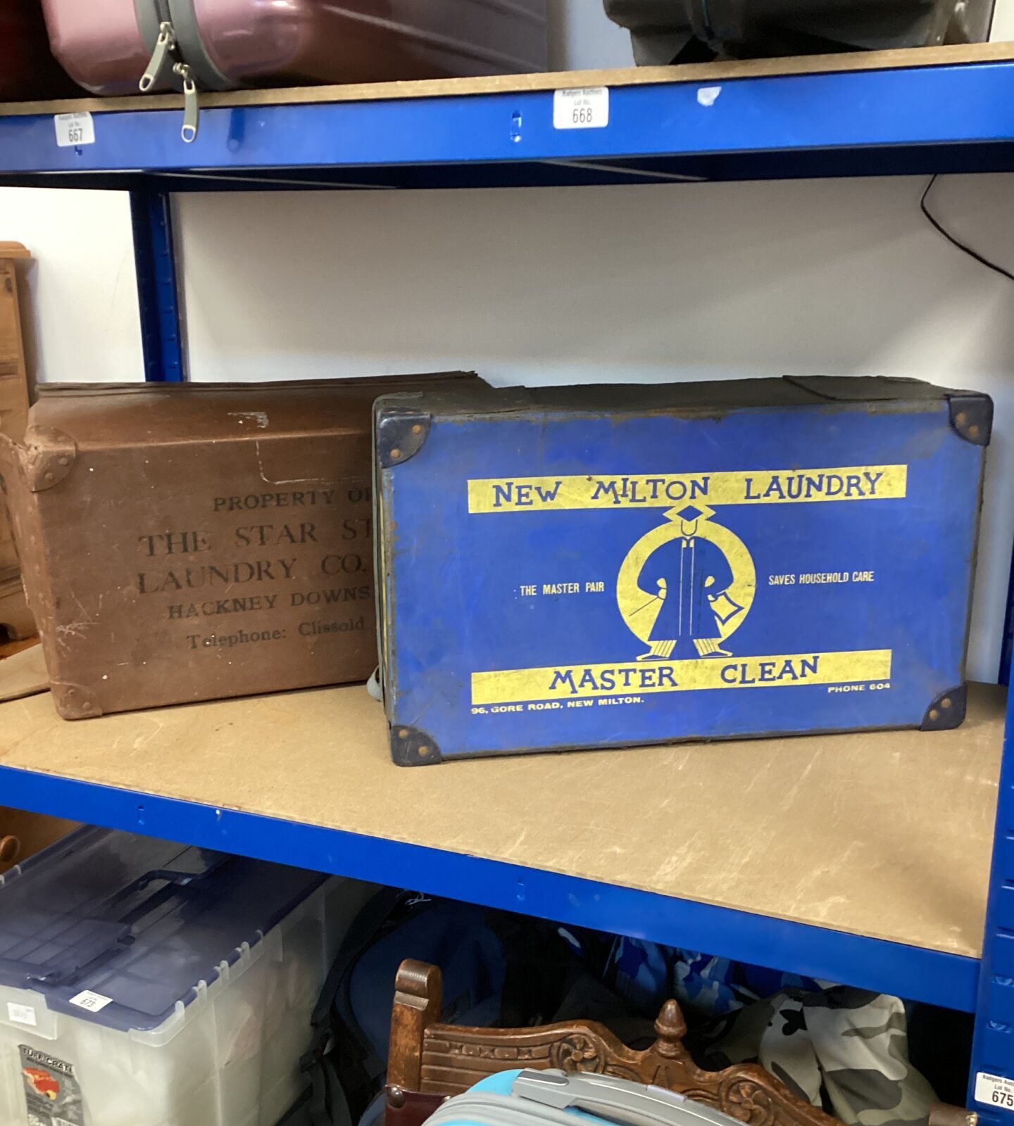 Two vintage laundry cases inc new milton laundry