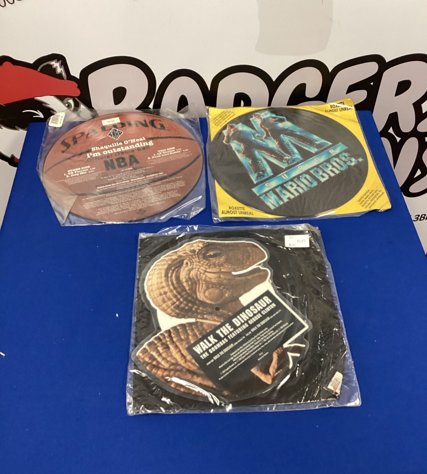 Two super mario picture disc vinyl & shaquille O’Neal picture disc vinyl