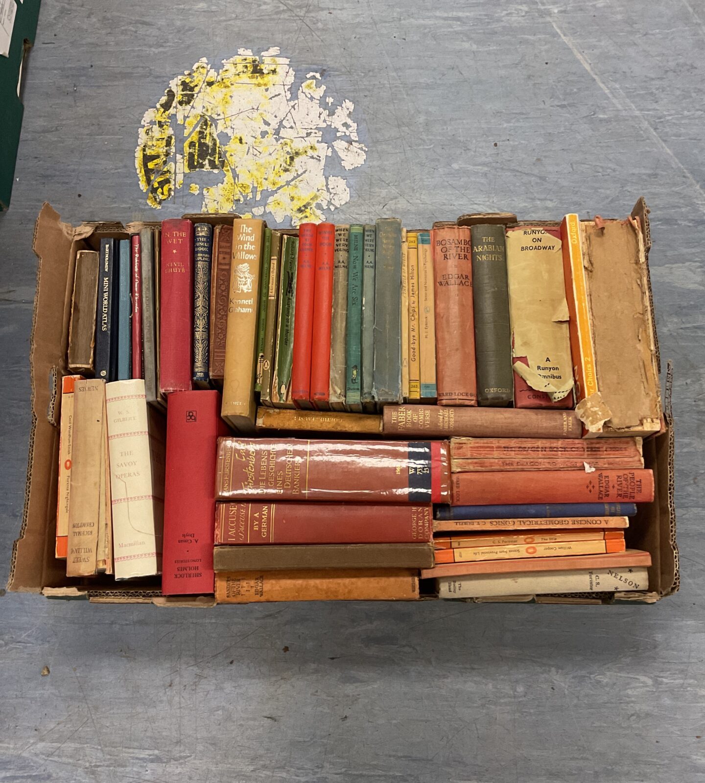Tray of vintage & antique books including winnie the pooh