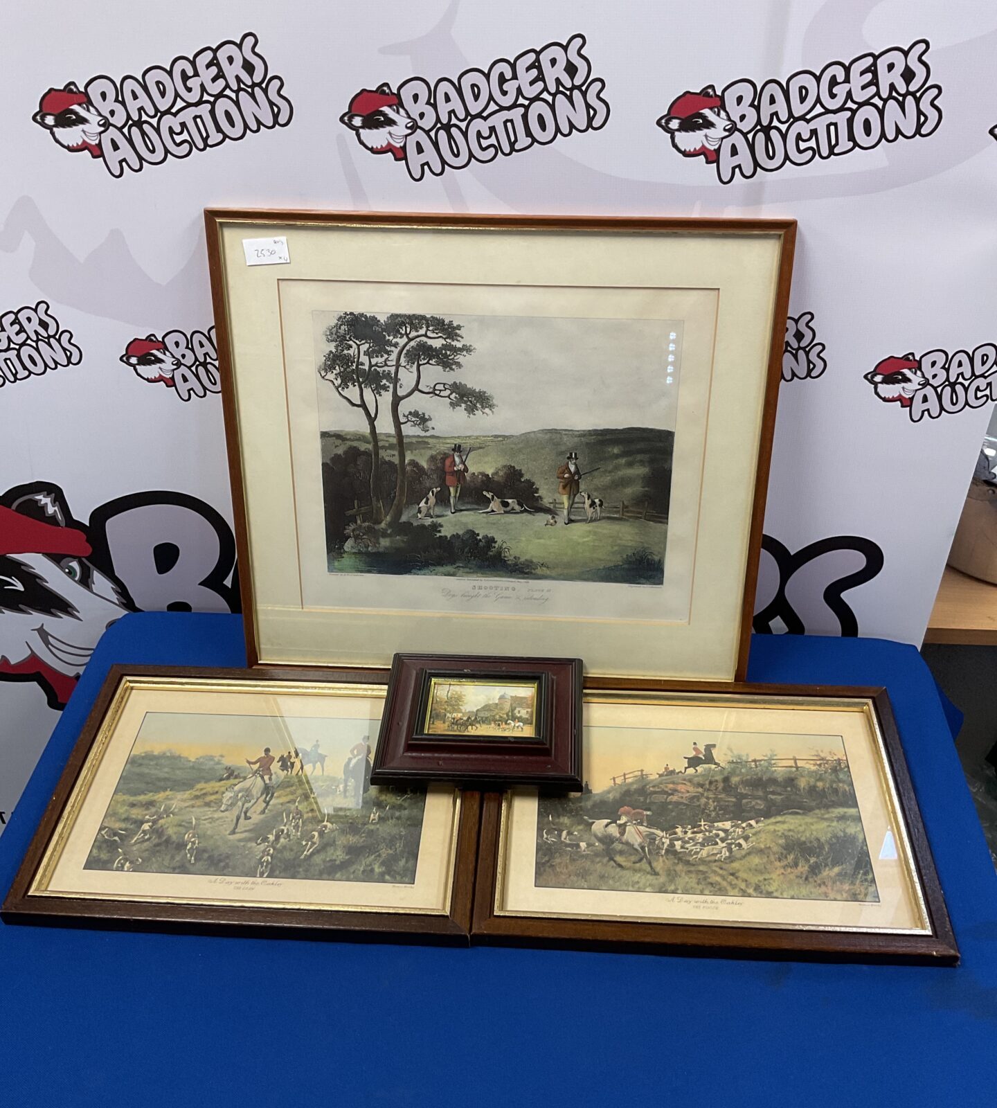 Four framed hunt scene prints including thomas blinks