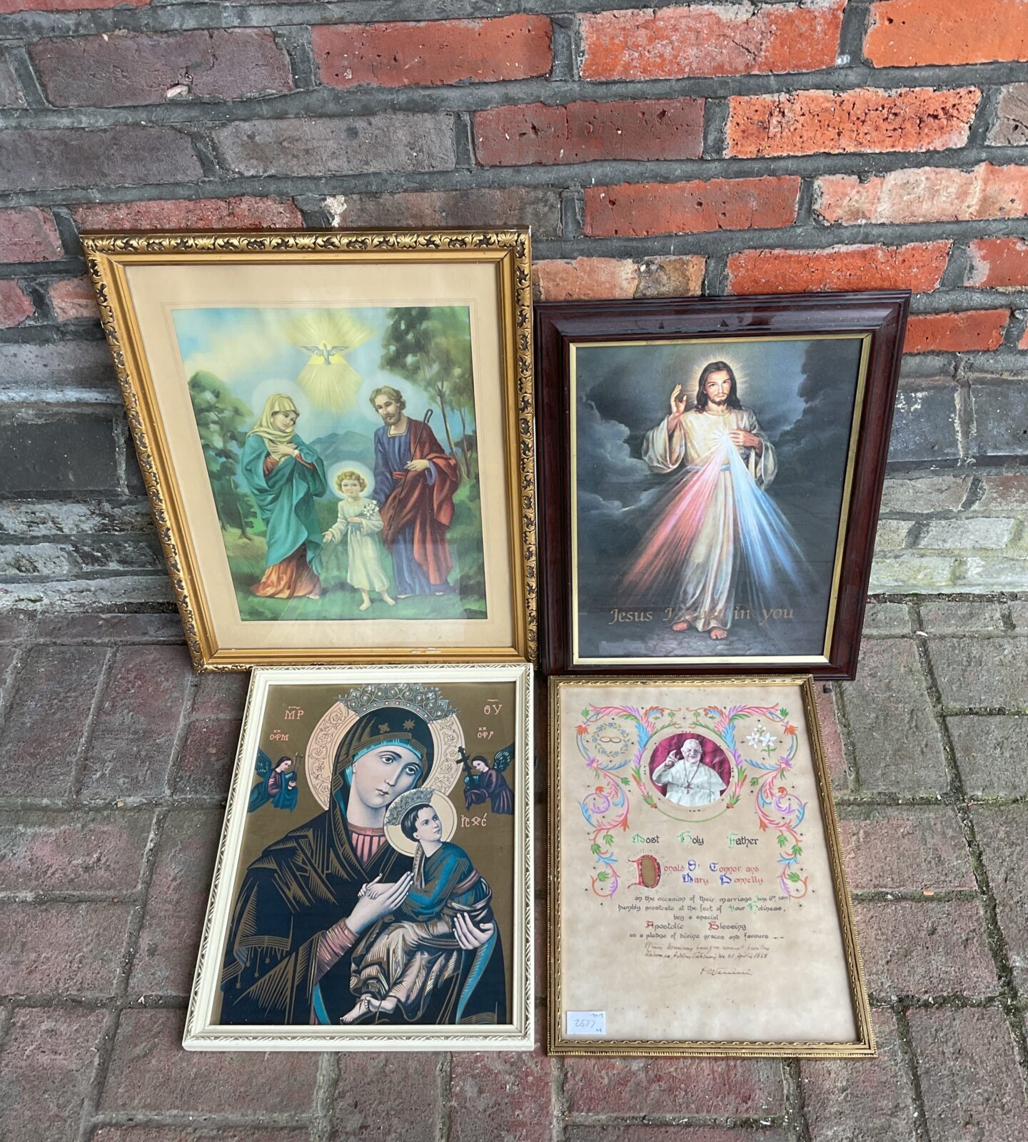 Four vintage framed religious prints