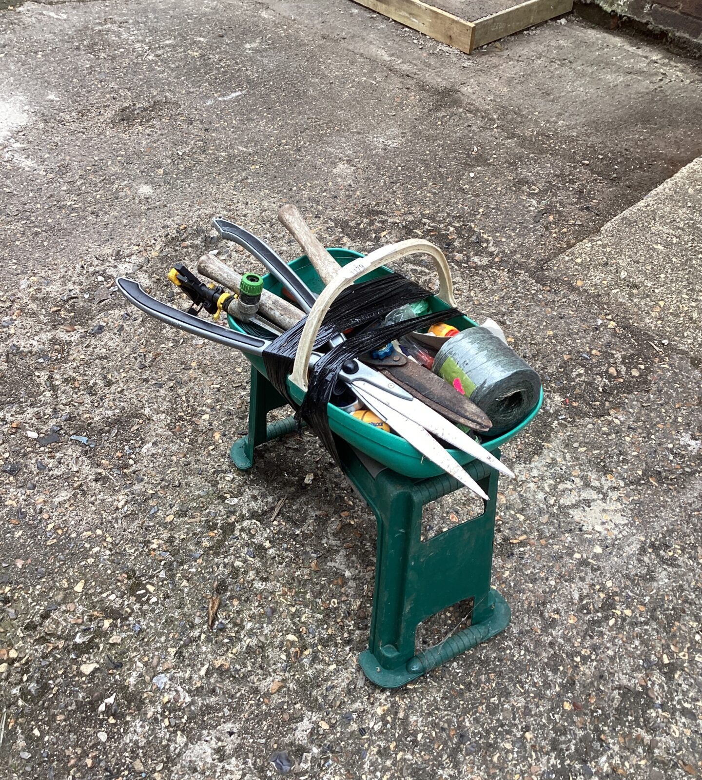 Set of garden tools with kneeler