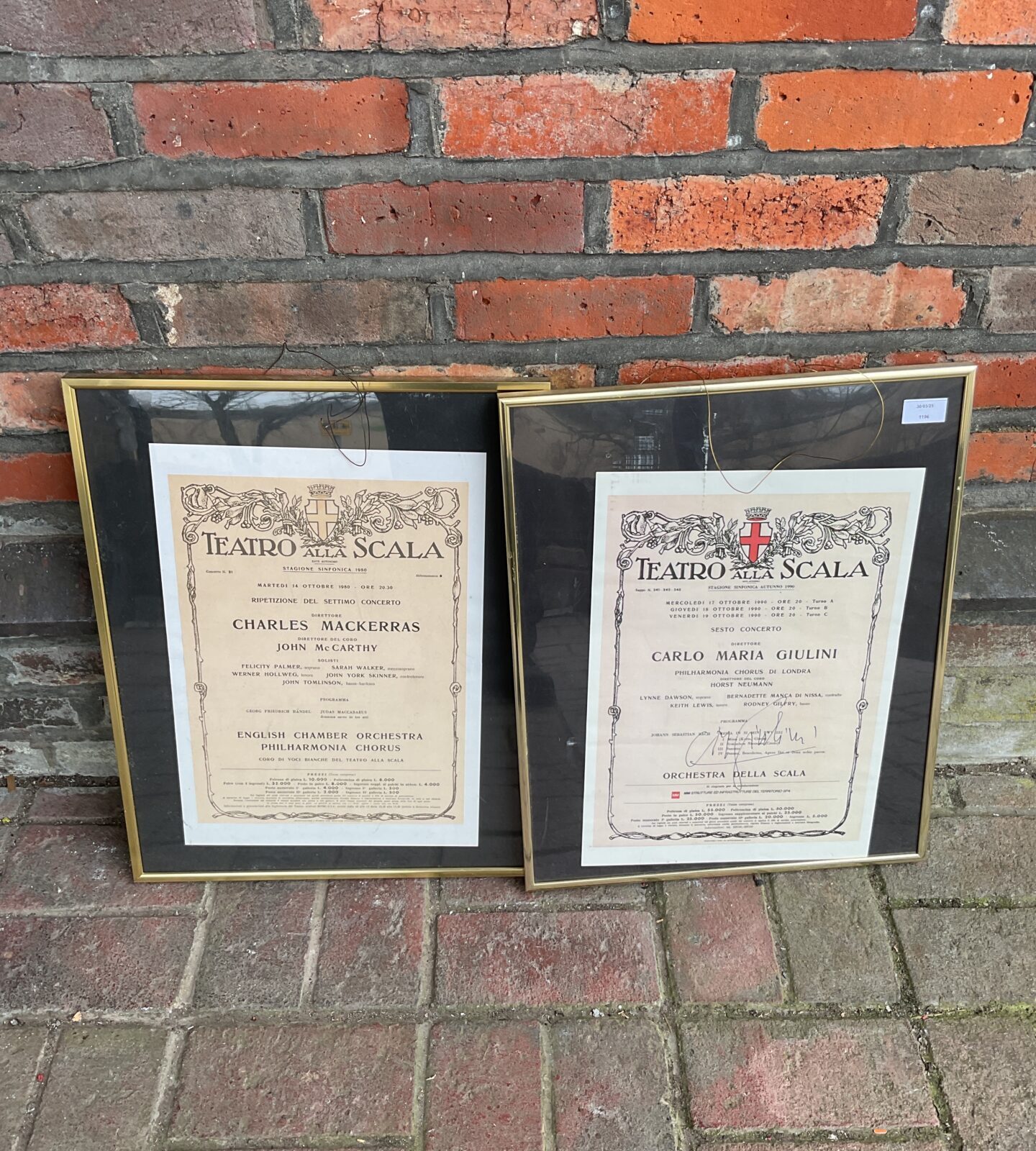 Two vintage framed teatro alla scala Italian theatre posters