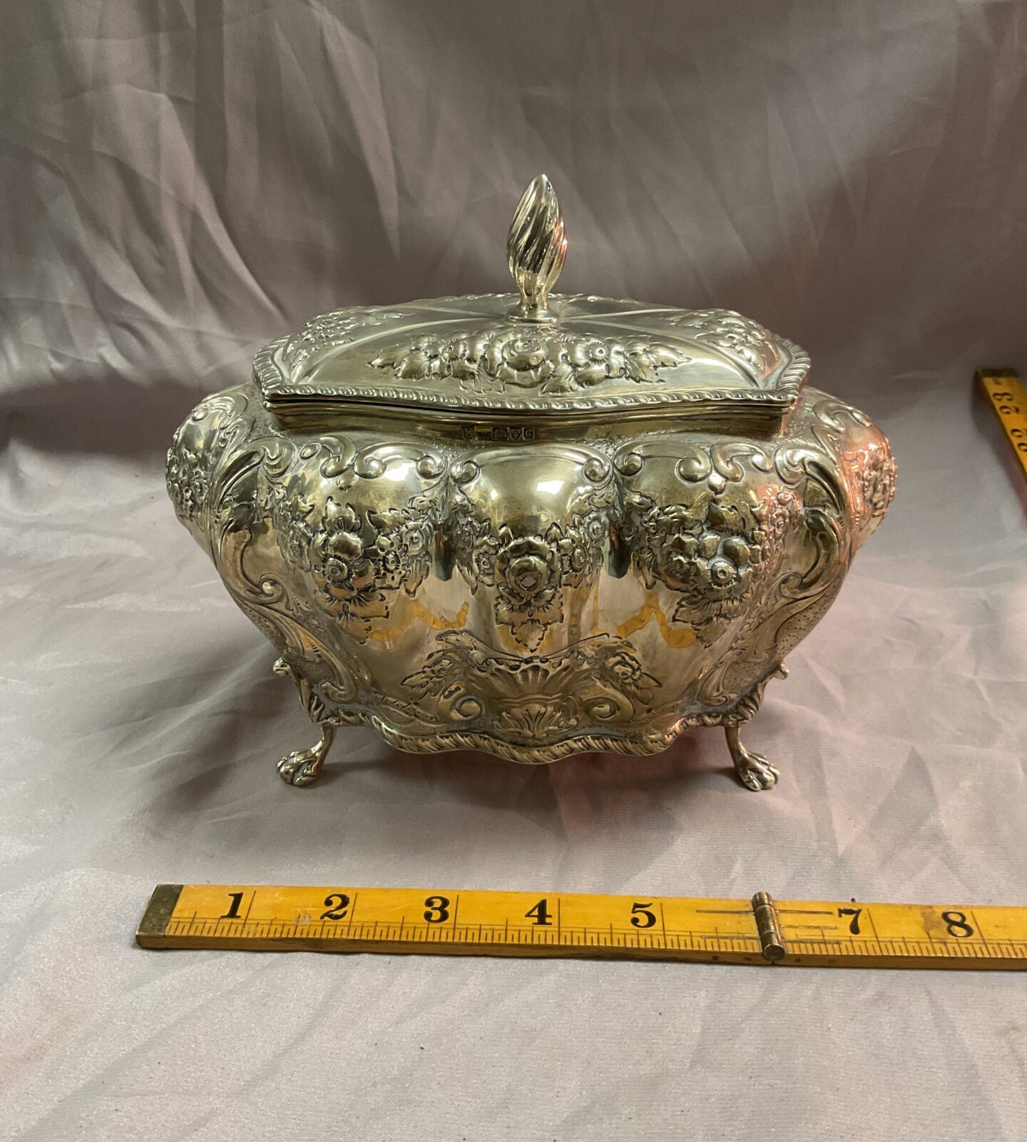 Chester Hallmarked Silver Caddy 1904 by George Nathan & Ridley Hayes 660g
