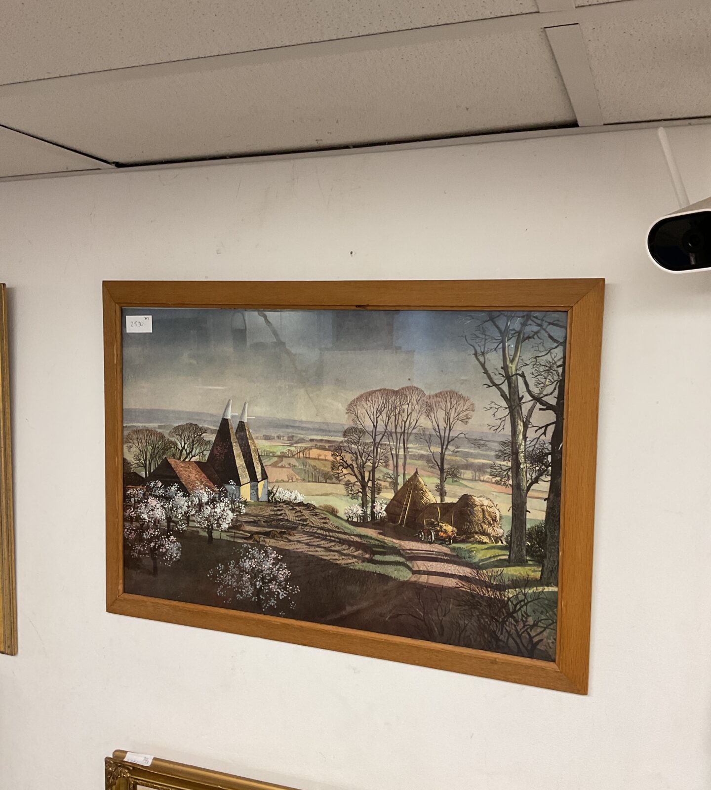 Vintage framed rowland hilder print of a hop farm