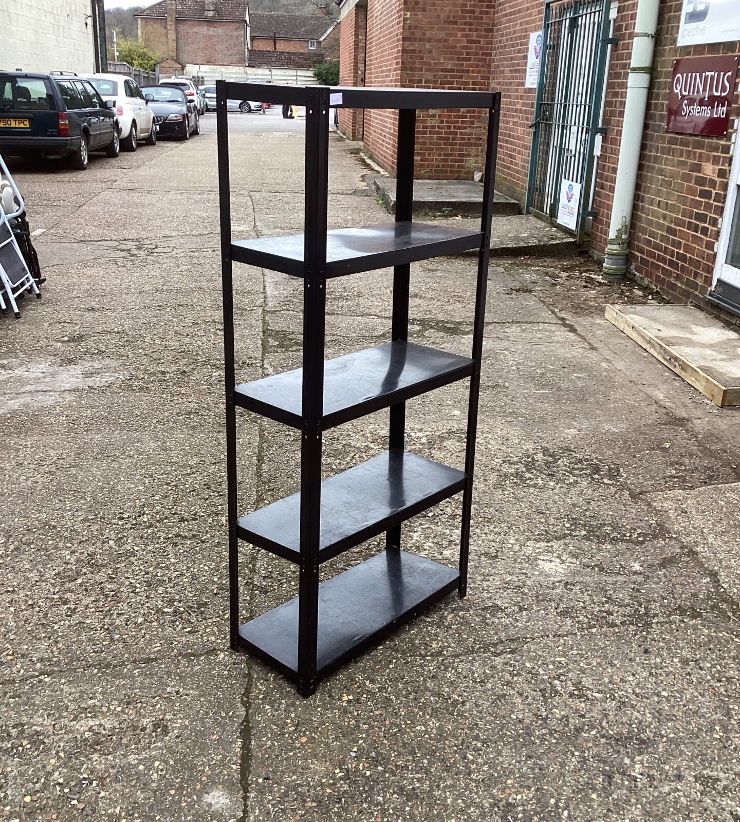 Set of metal shelves