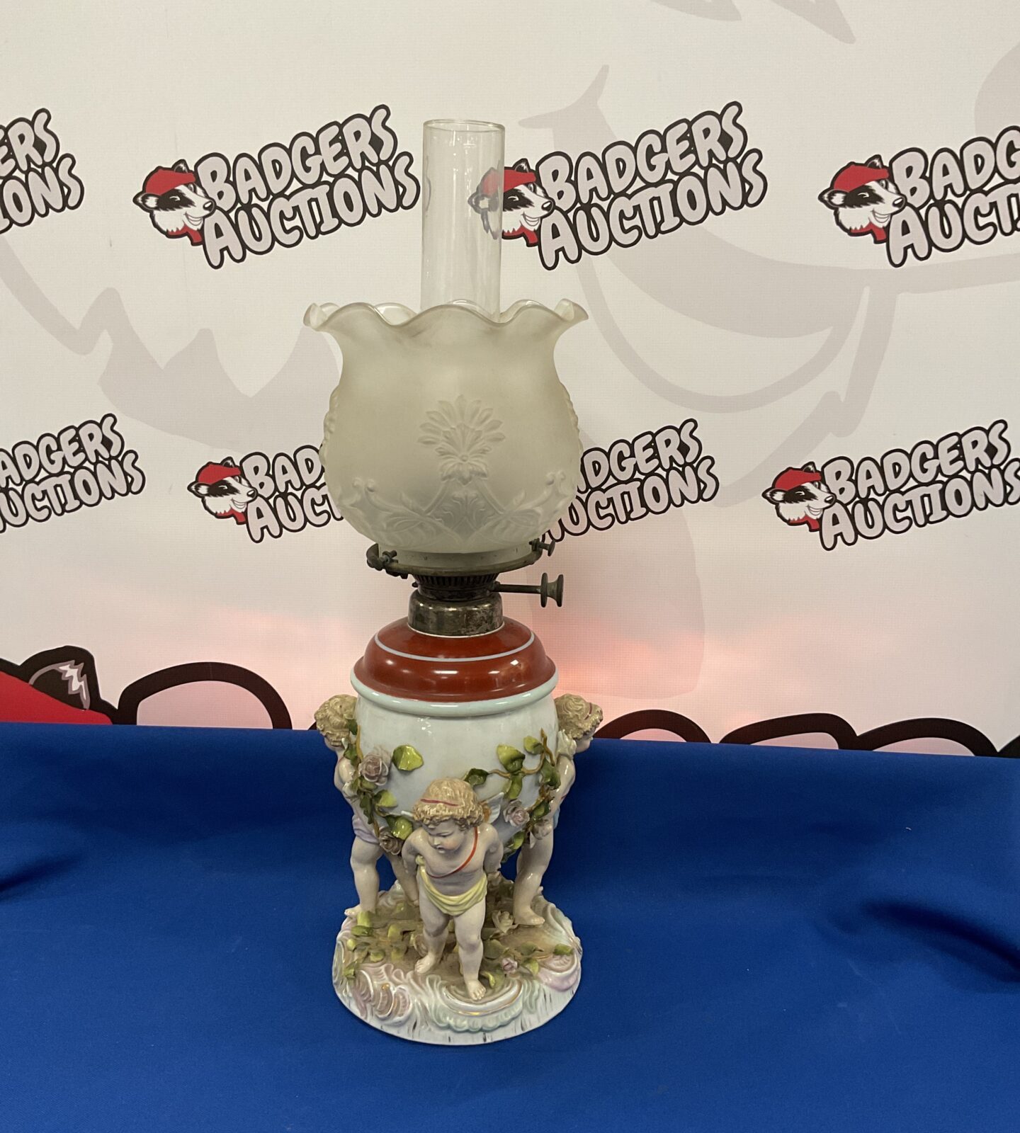 Victorian 1865-1907 Schierholz porcelain oil lamp