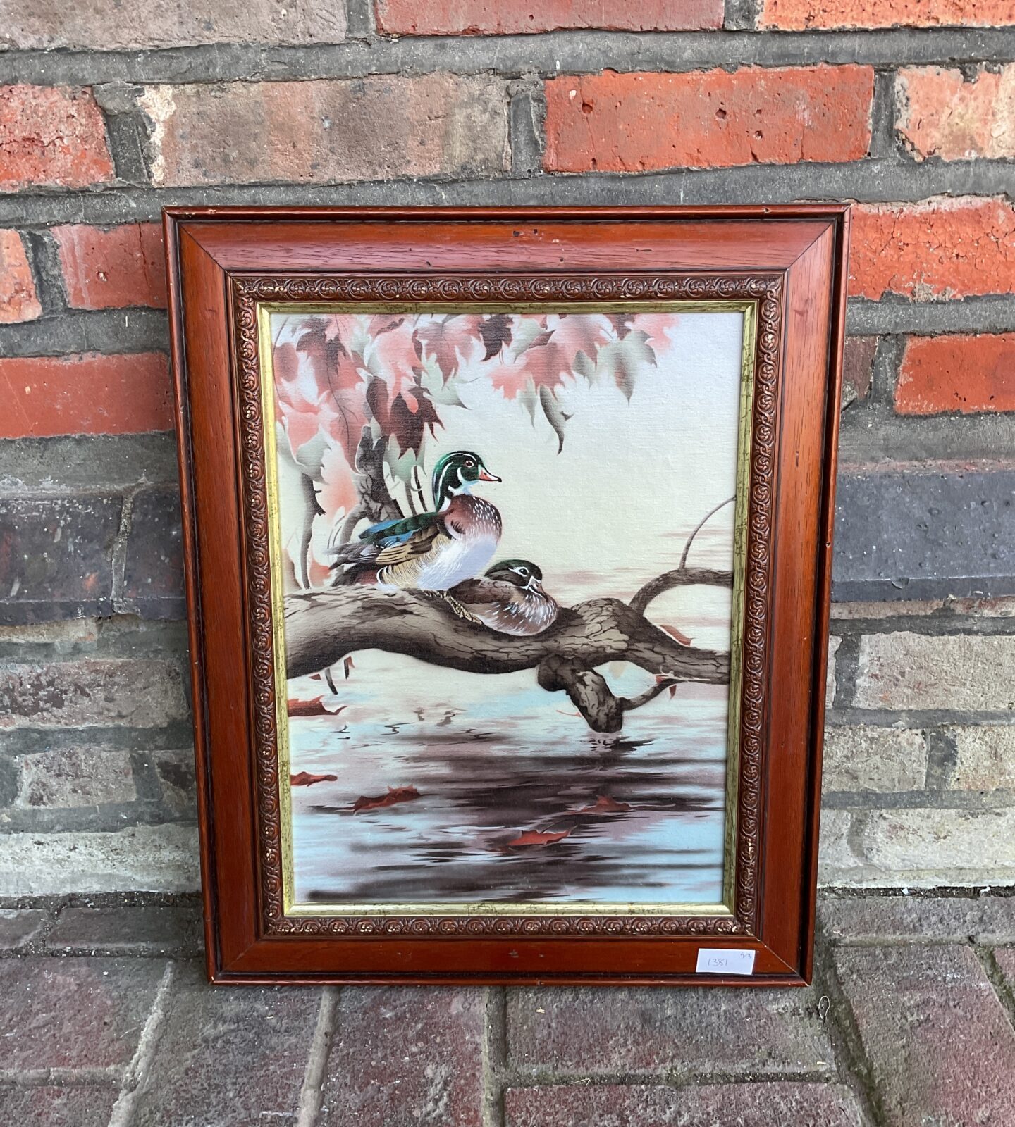 framed painting on canvas study of mallard ducks